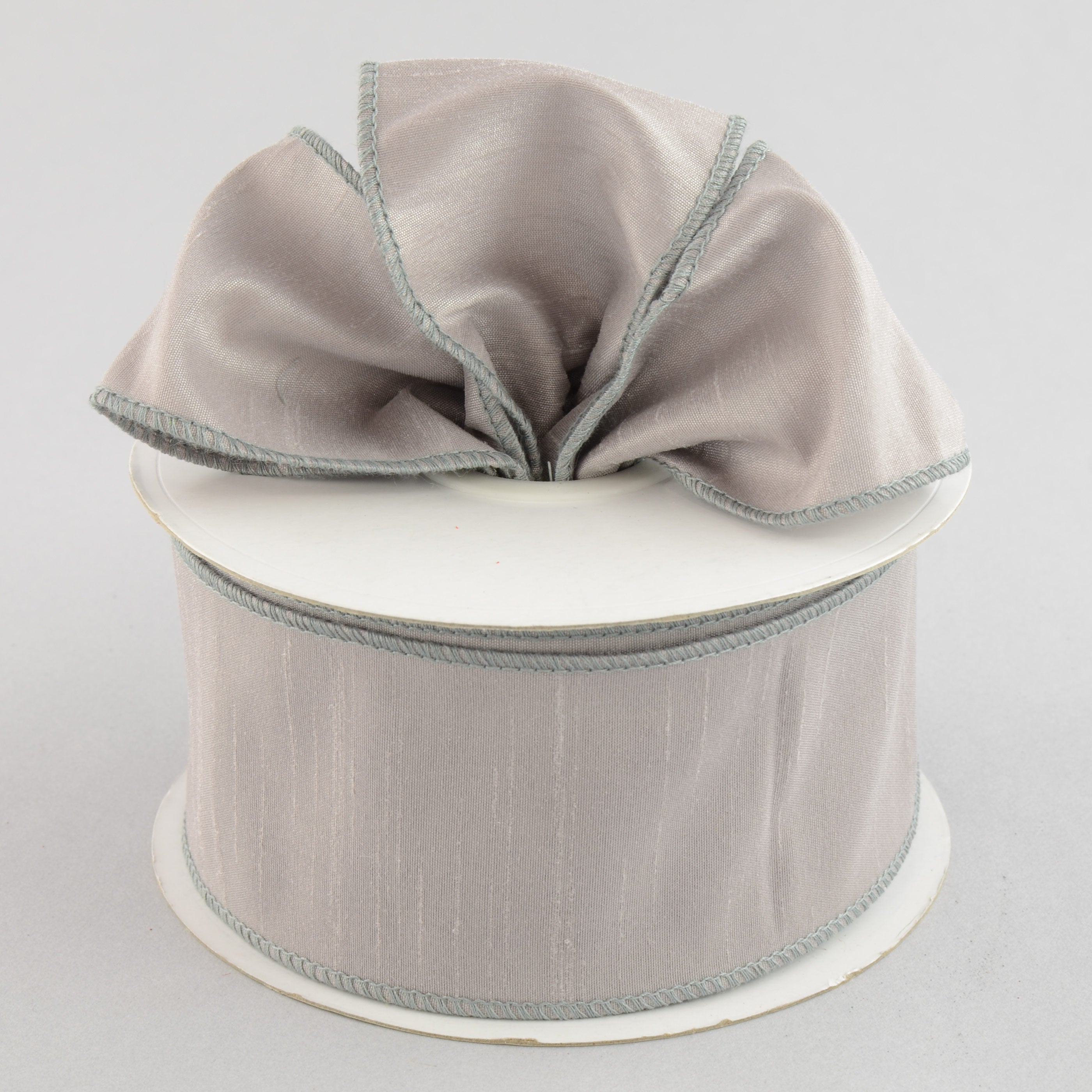 2.5" Faux Dupioni Ribbon: Silver Grey (25 Yard Roll) Lifestyle Photo