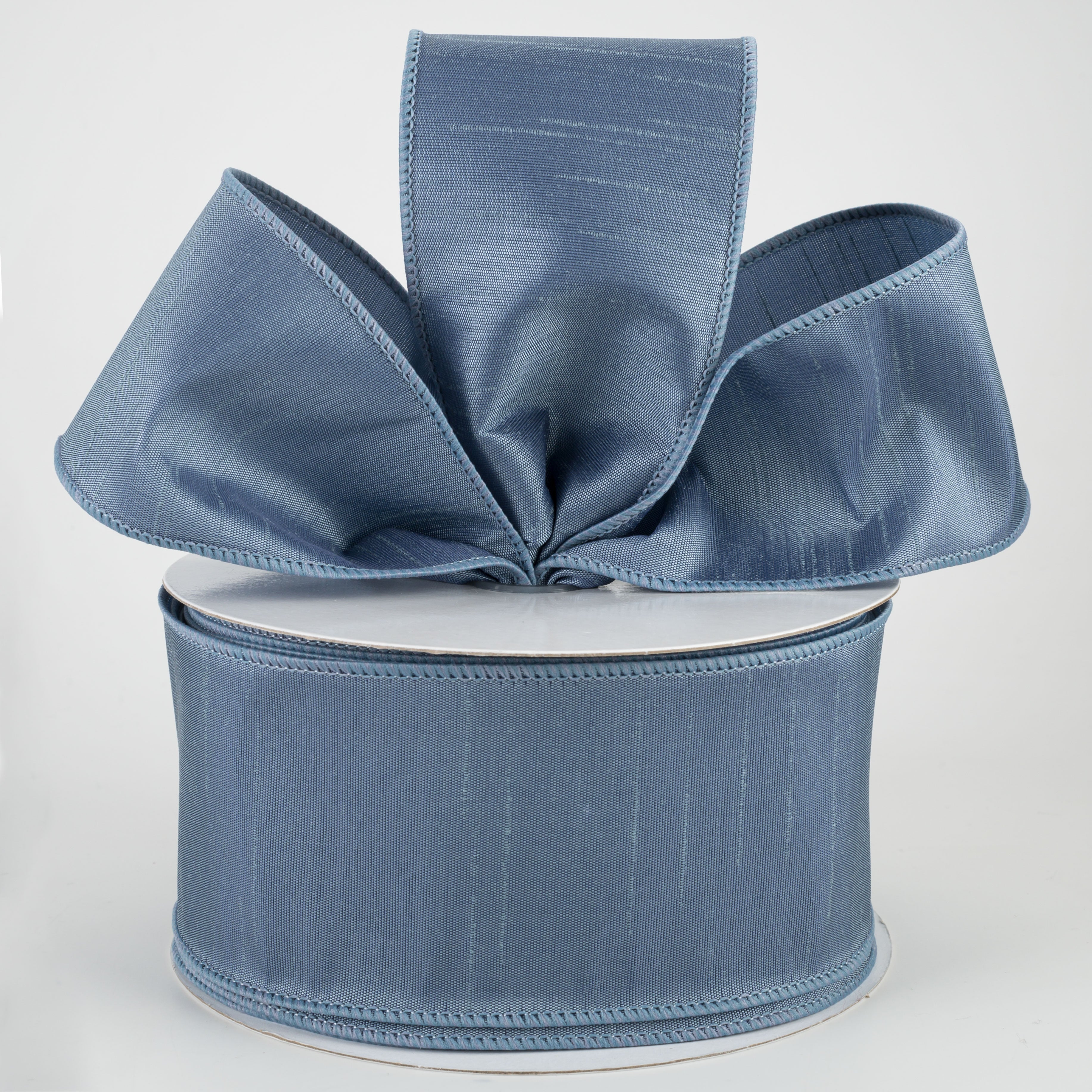2.5" Faux Dupioni Ribbon: Smoke Blue (25 Yard Roll) Lifestyle Photo