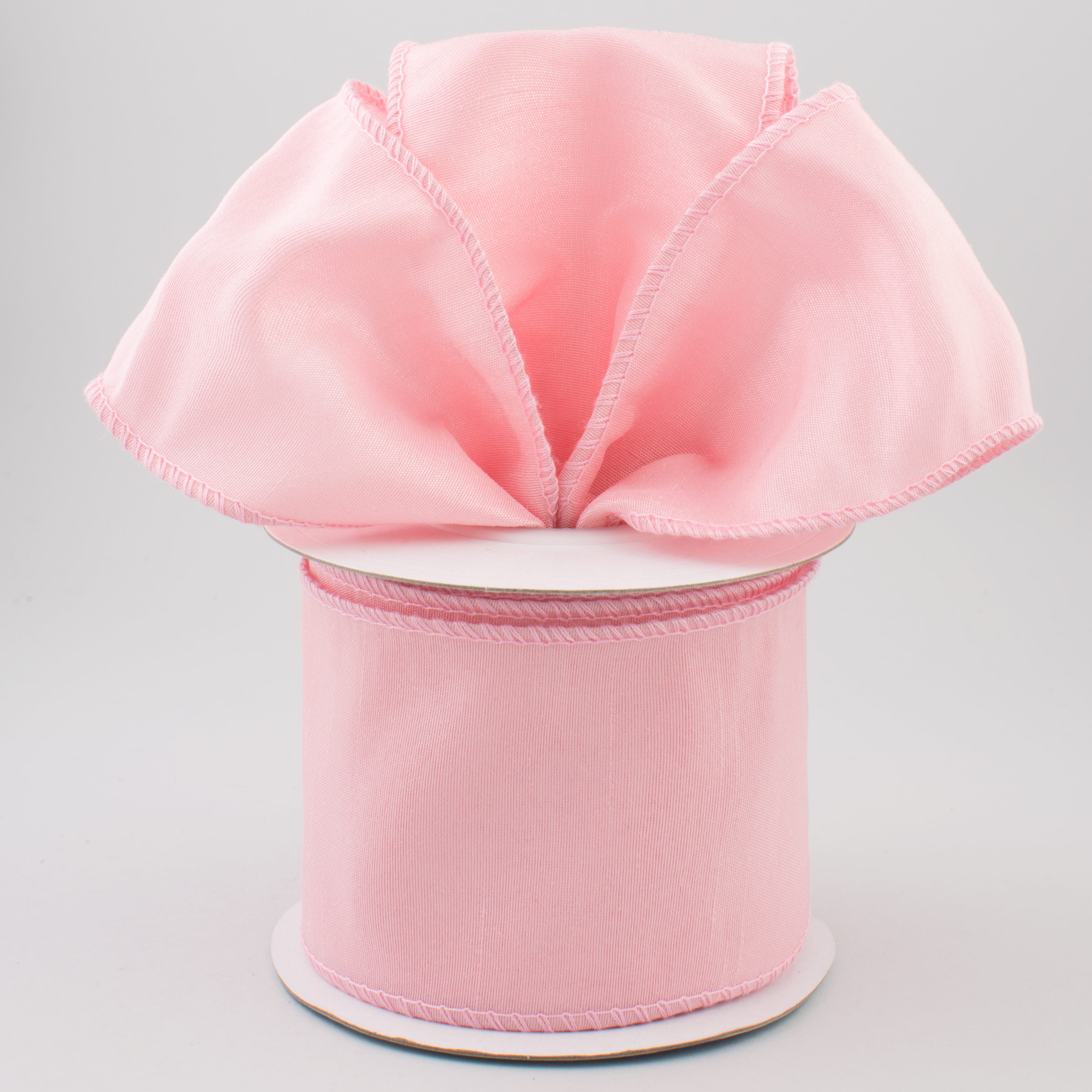2.5" Faux Dupioni Ribbon: Soft Pink (10 Yard Roll) Lifestyle Photo