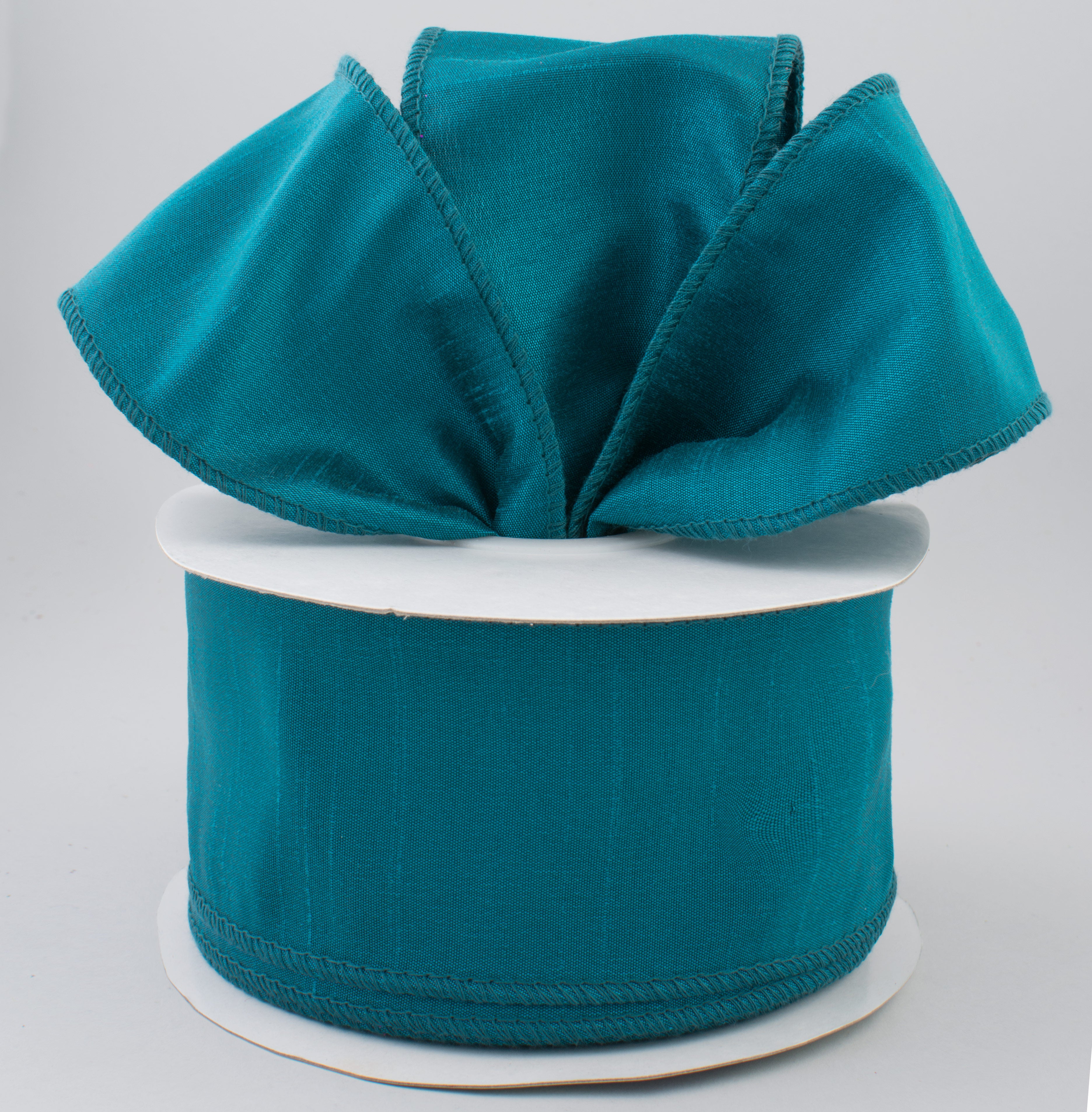 2.5" Faux Dupioni Ribbon: Teal (25 Yard Roll) Lifestyle Photo