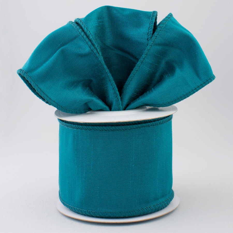 2.5" Faux Dupioni Ribbon: Teal (10 Yard Roll) Lifestyle Photo