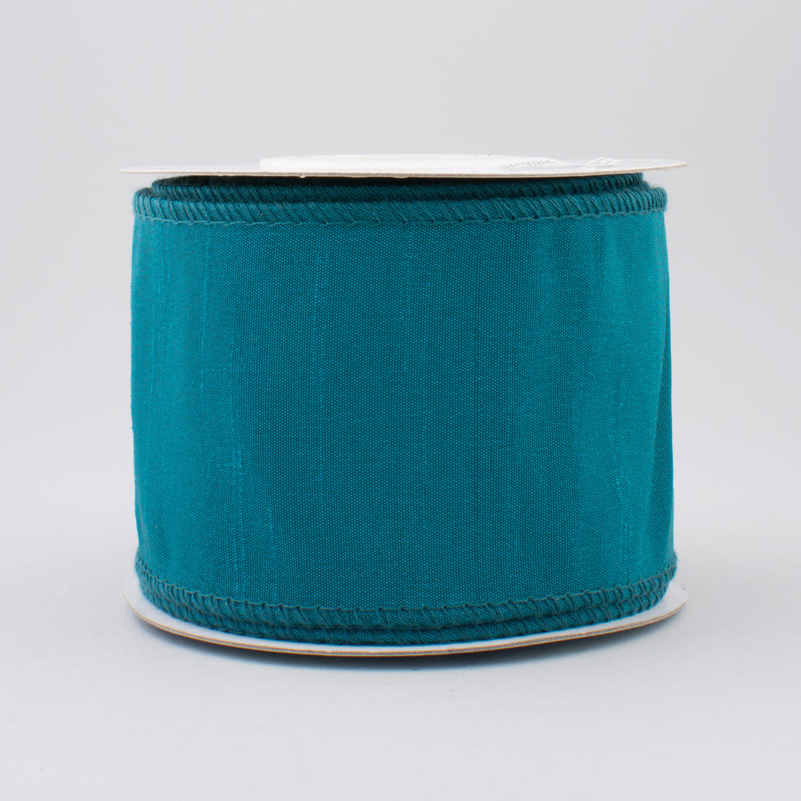 2.5" Faux Dupioni Ribbon: Teal (10 Yard Roll)