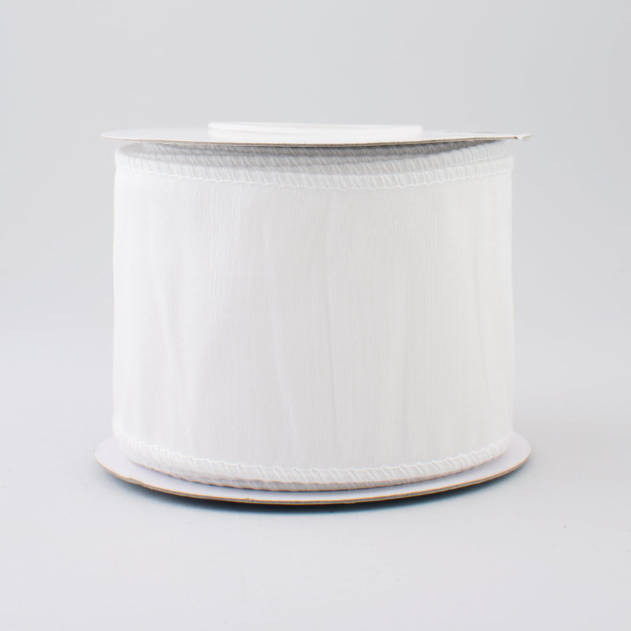 2.5" Faux Dupioni Ribbon: White (10 Yard Roll)