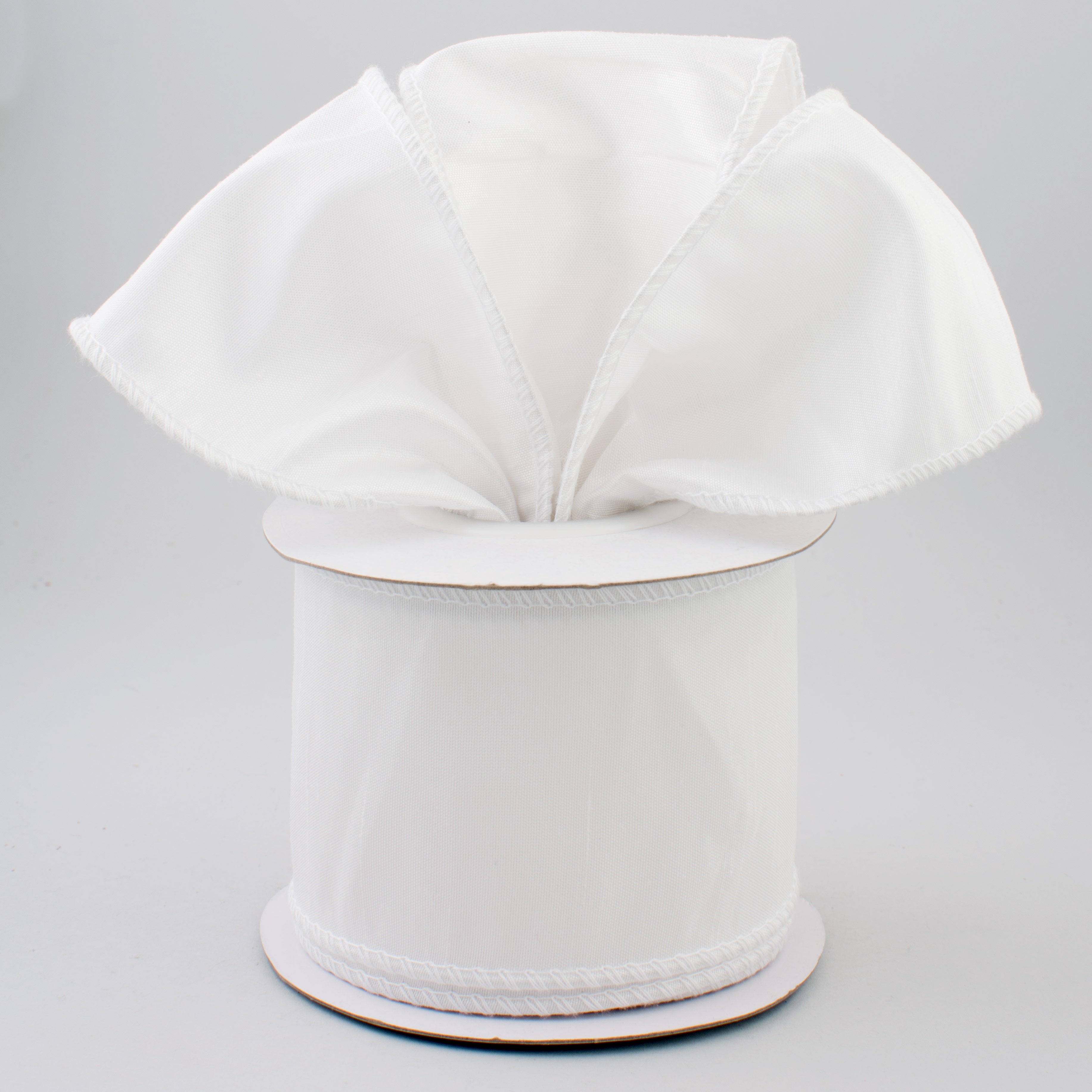 2.5" Faux Dupioni Ribbon: White (10 Yard Roll) Lifestyle Photo