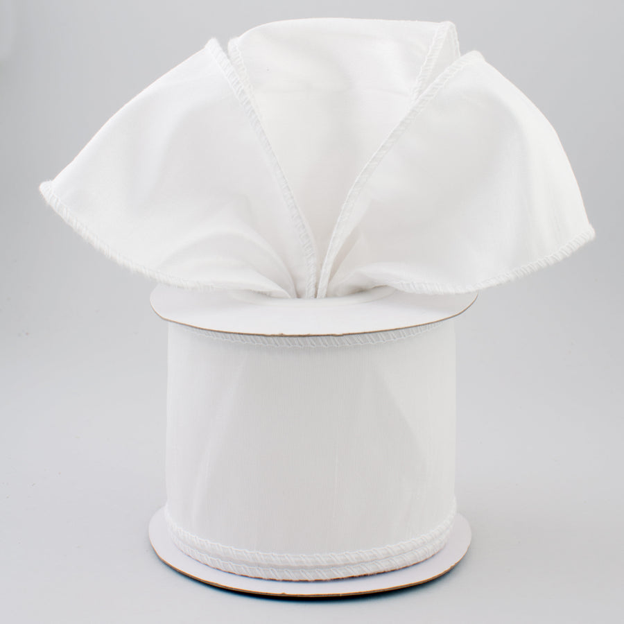 2.5" Faux Dupioni Ribbon: White (10 Yard Roll) Lifestyle Photo