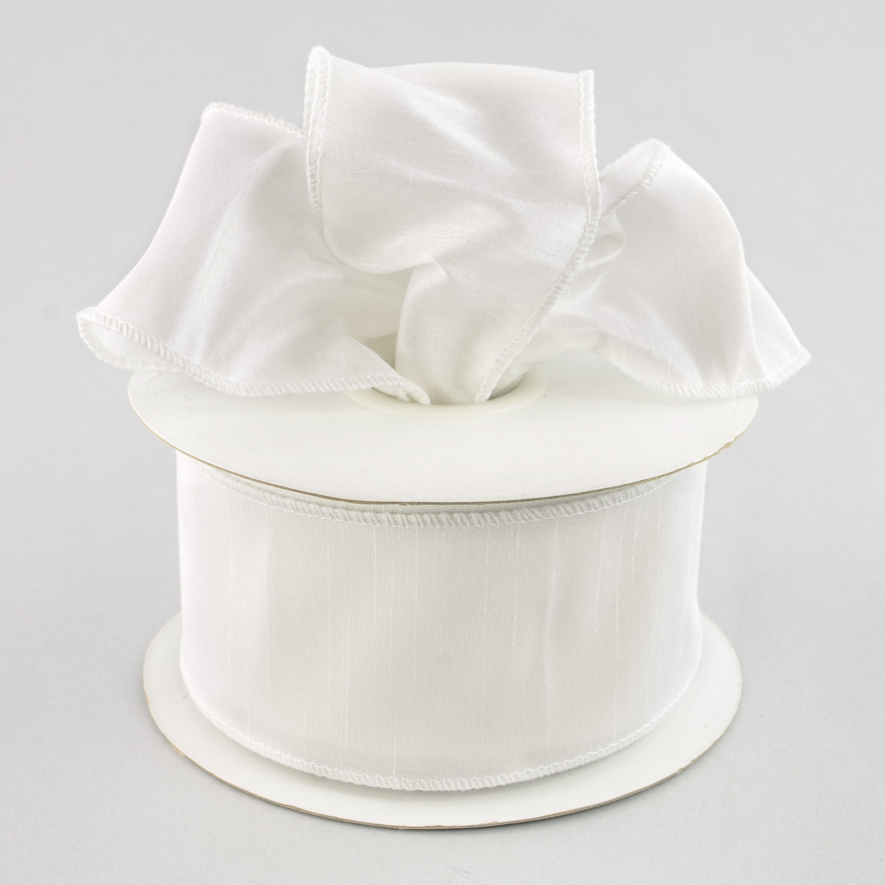 2.5" Faux Dupioni Ribbon: White (25 Yard Roll) Lifestyle Photo