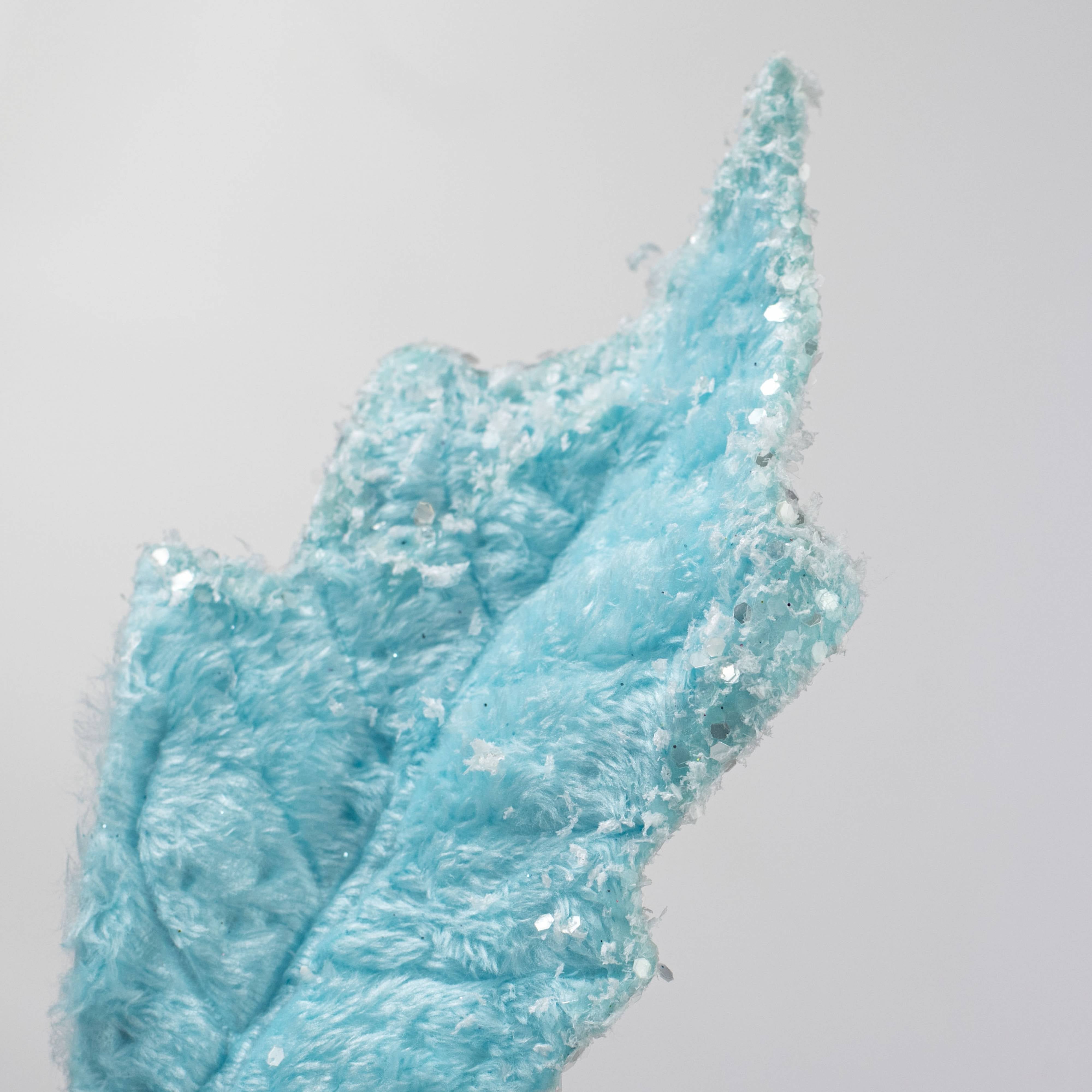 28" Faux Fur Holly Leaves & Balls Spray: Ice Blue Lifestyle Photo