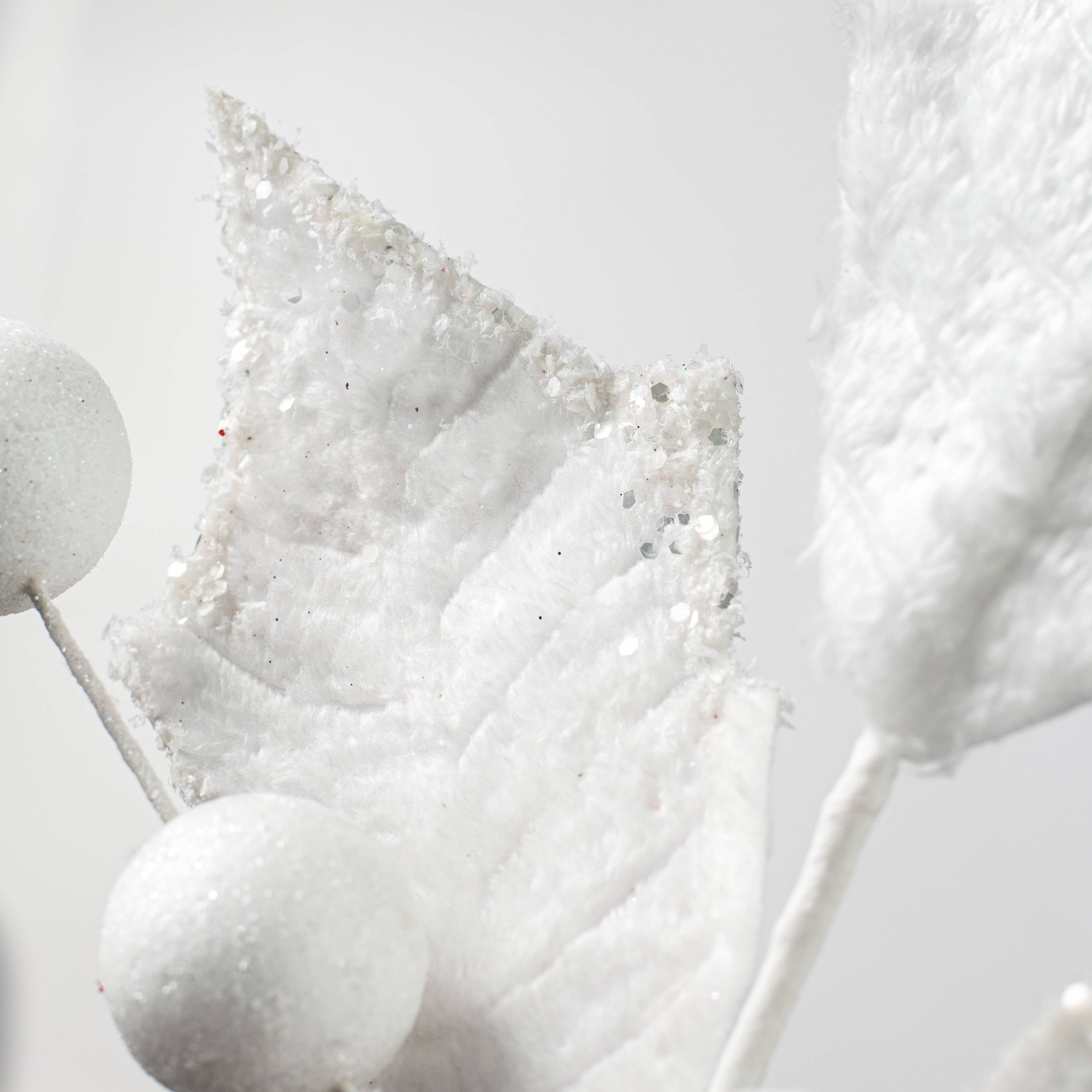 28" Faux Fur Holly Leaves & Balls Spray: White Lifestyle Photo