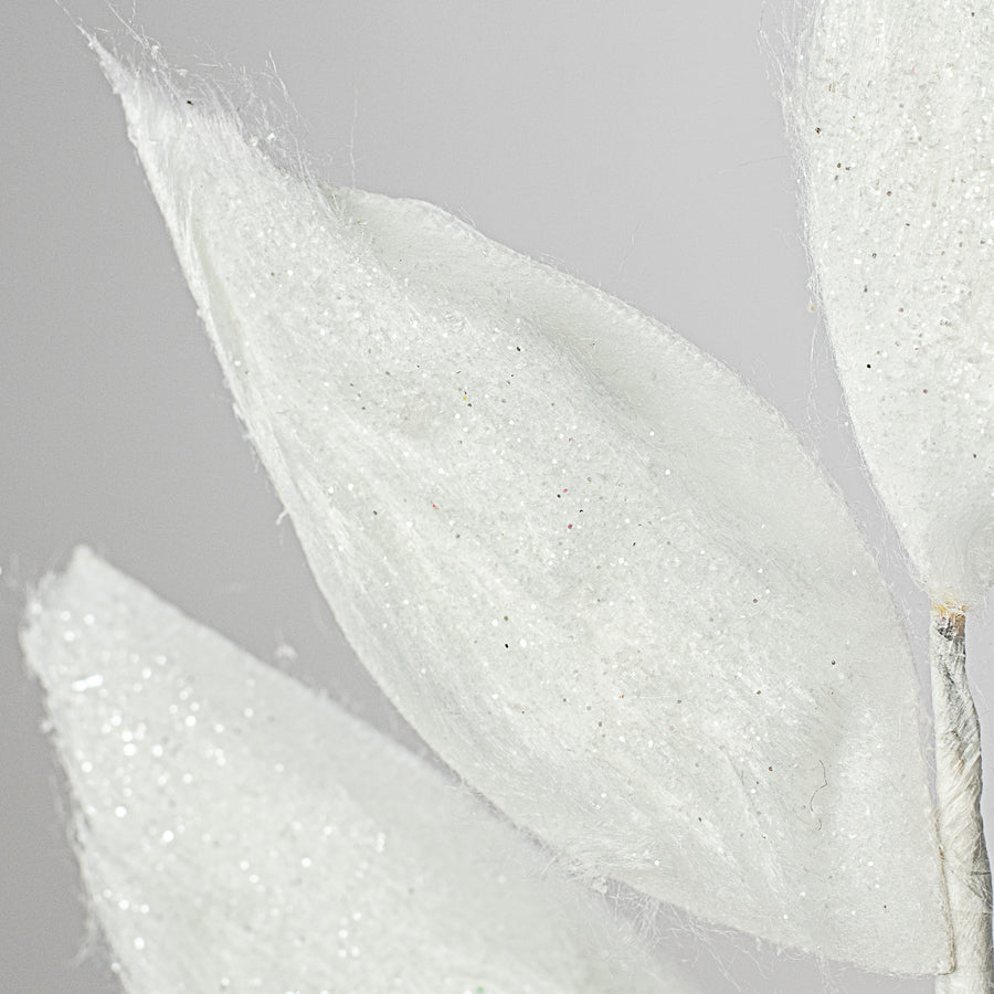 26" Faux Fur Leaf Spray: White Lifestyle Photo