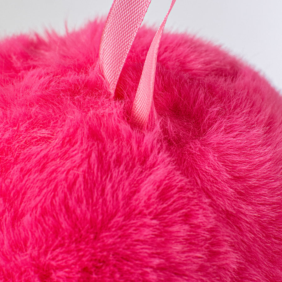 6" Faux Fur Ornament: Hot Pink detail photo 3