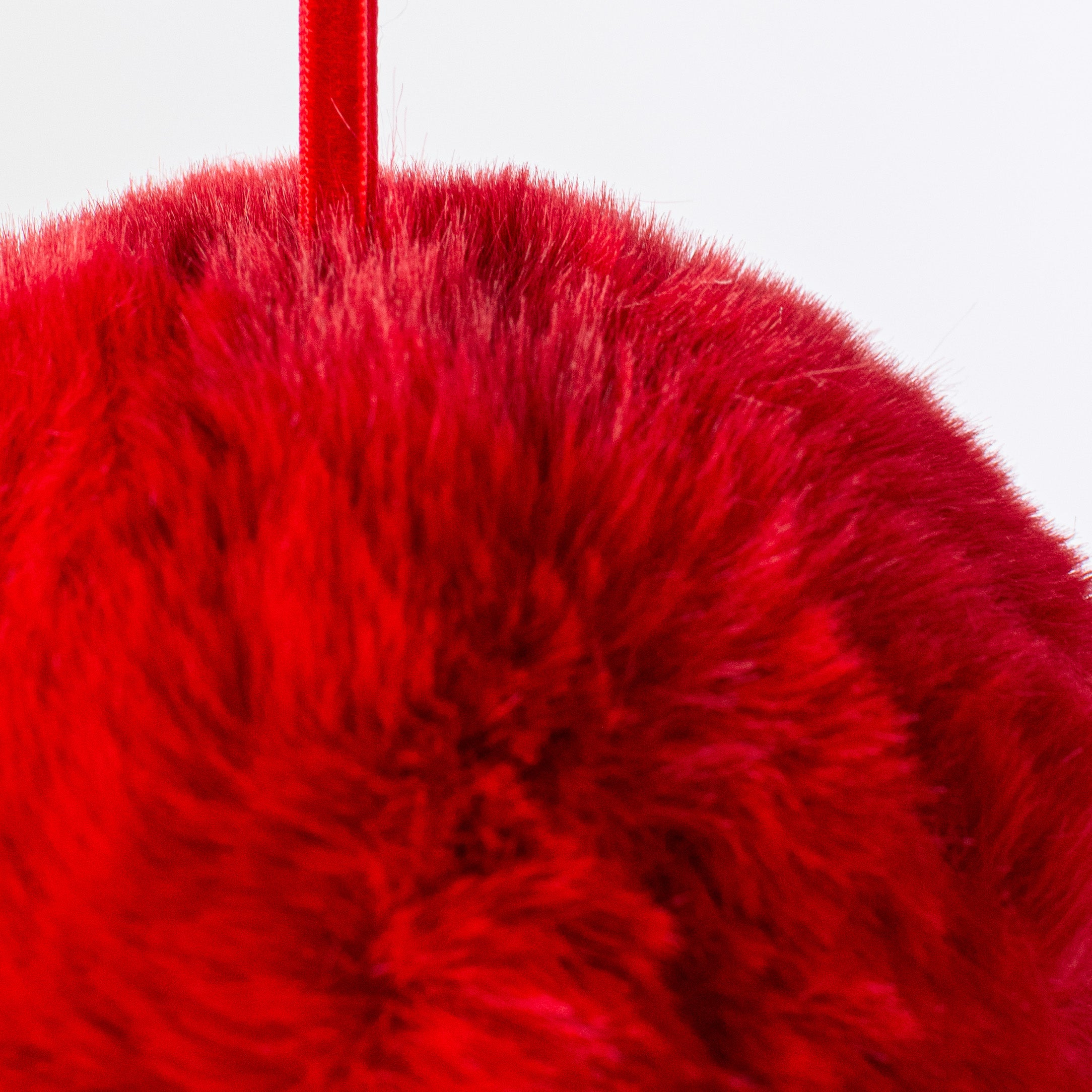 6" Faux Fur Ornament: Red detail photo 3