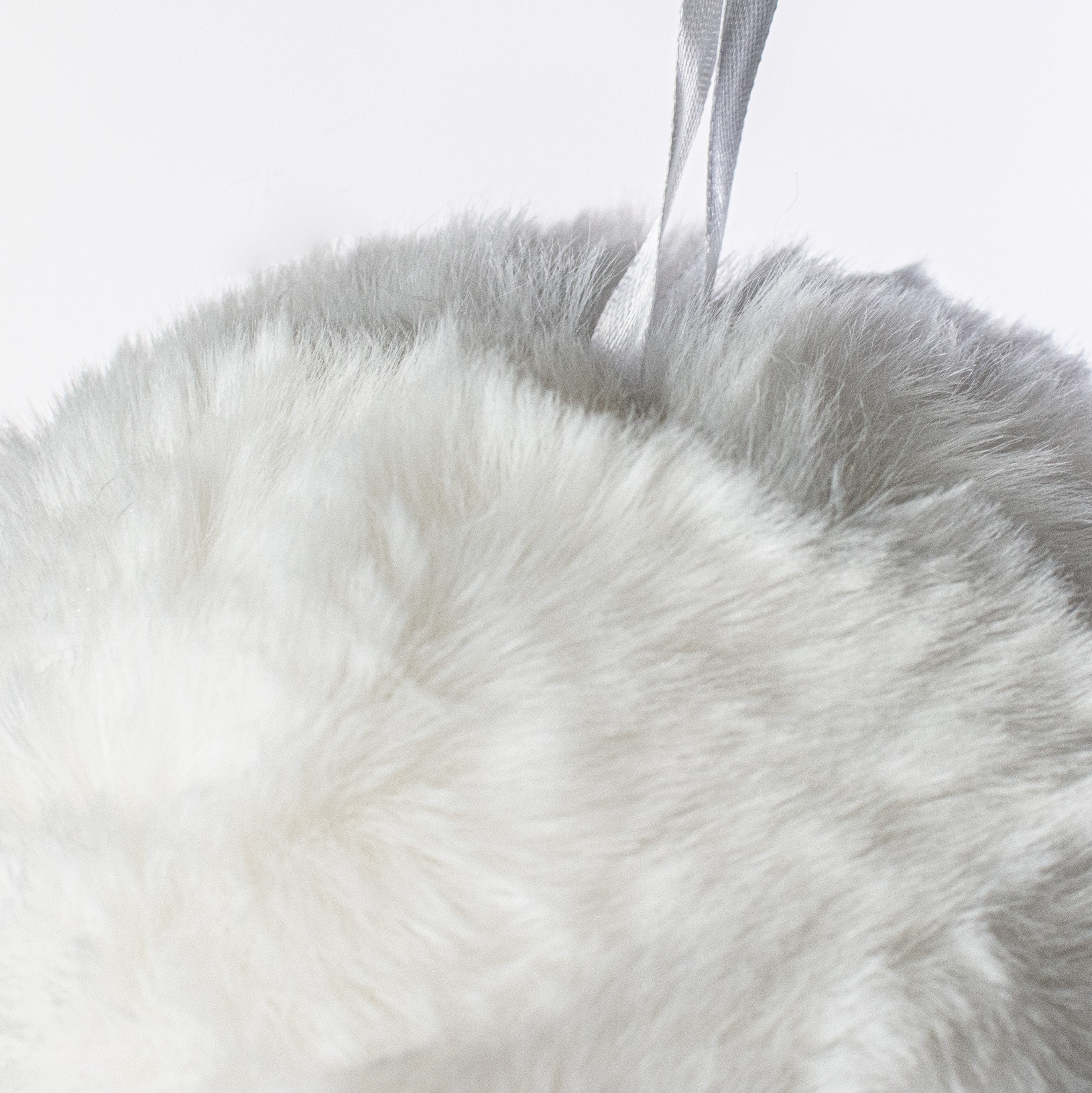 6" Faux Fur Ornament: White detail photo 3