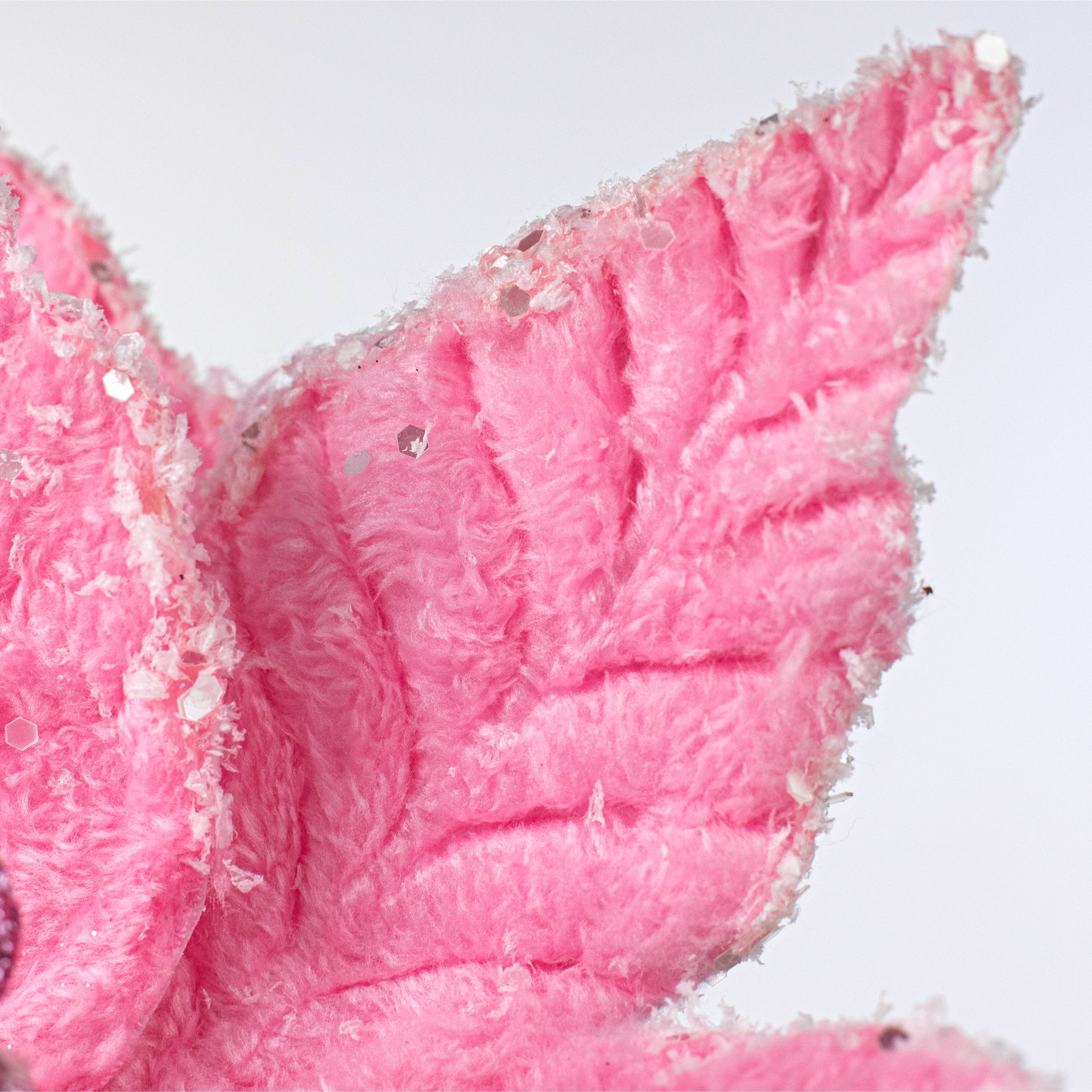 11" x 20" Faux Fur Poinsettia Pick: Candy Pink Lifestyle Photo