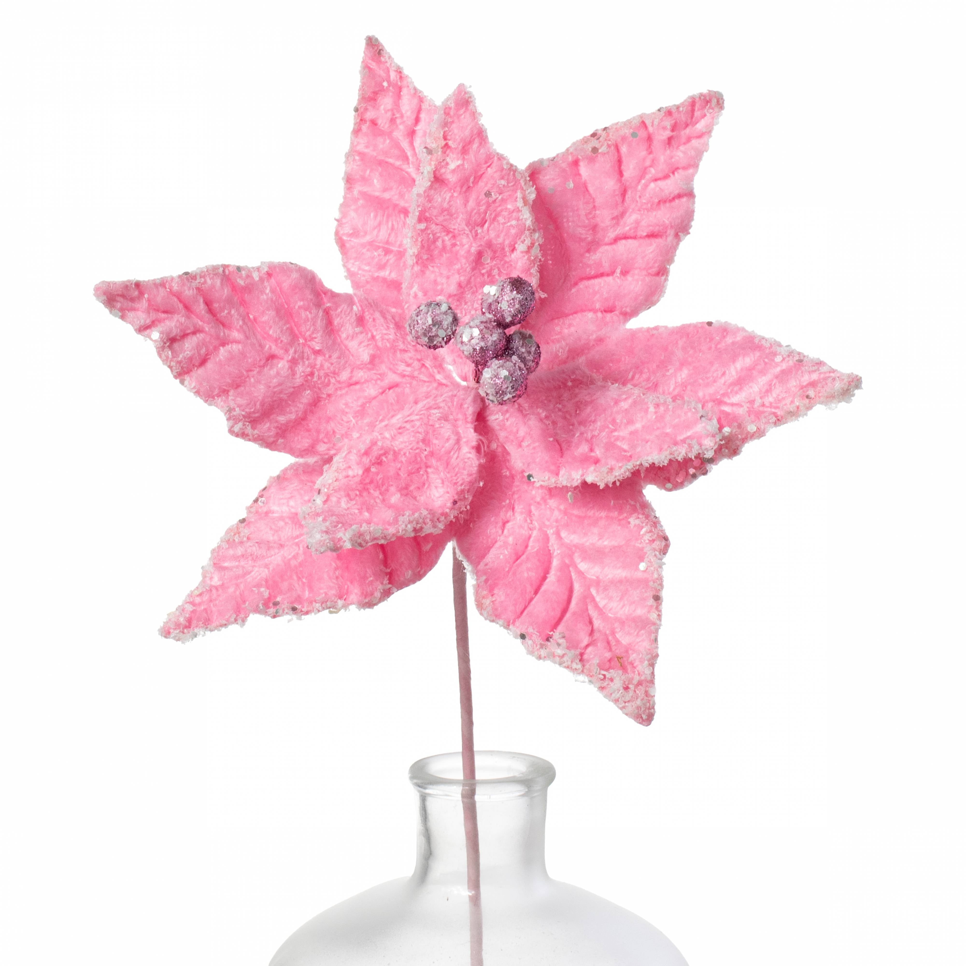 11" x 20" Faux Fur Poinsettia Pick: Candy Pink Item Number: 86030PK