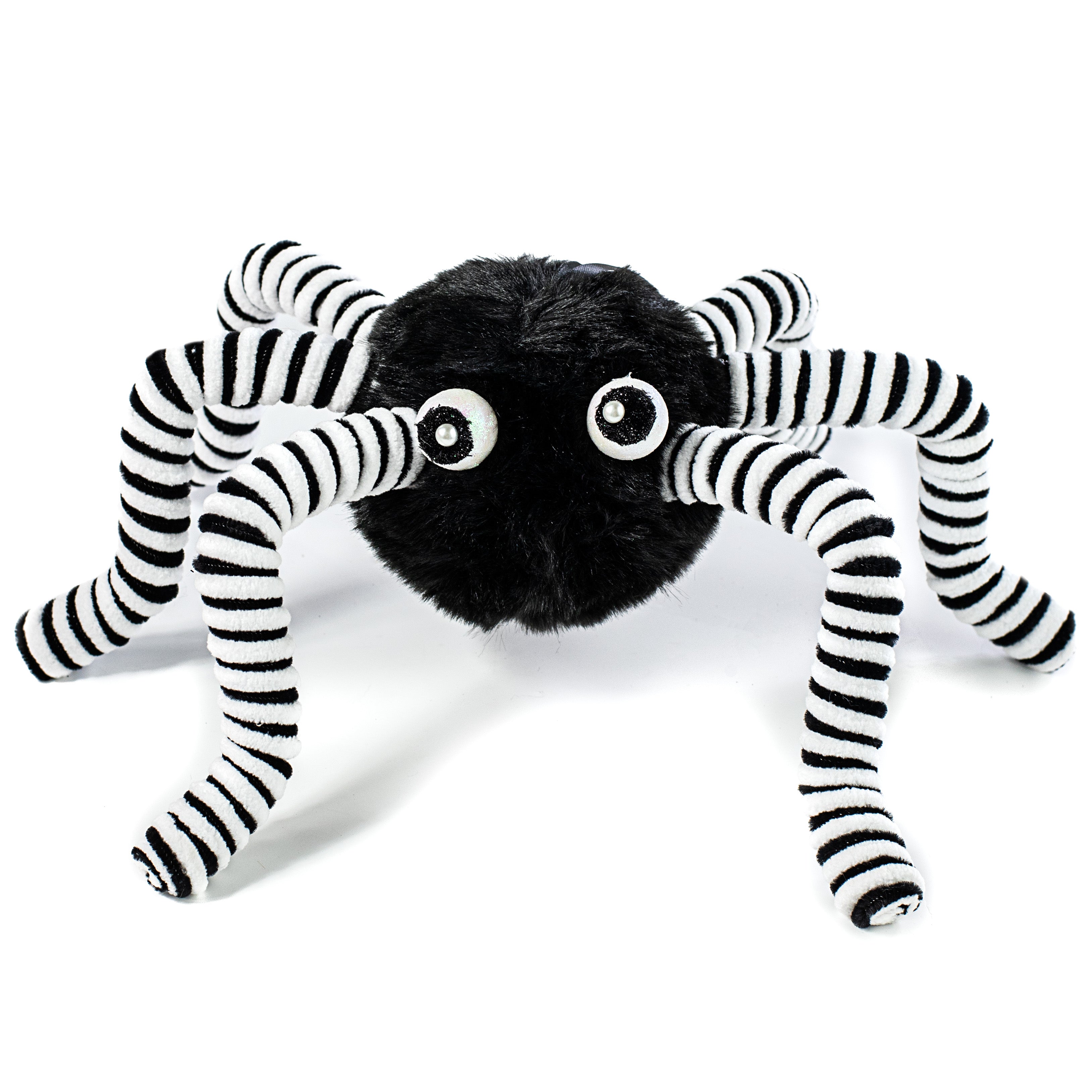 15" Faux Fur Spider Wreath Accent: Black & White Item Number: 56968BK