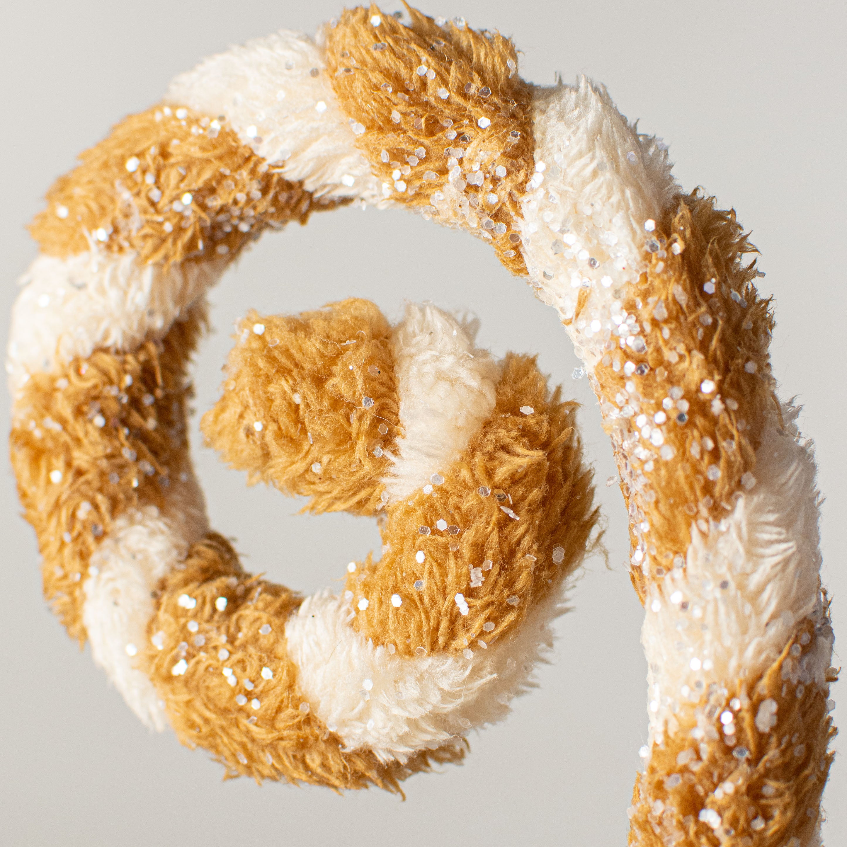 32" Faux Fur Spiral Curly Spray: Cream & Brown Lifestyle Photo