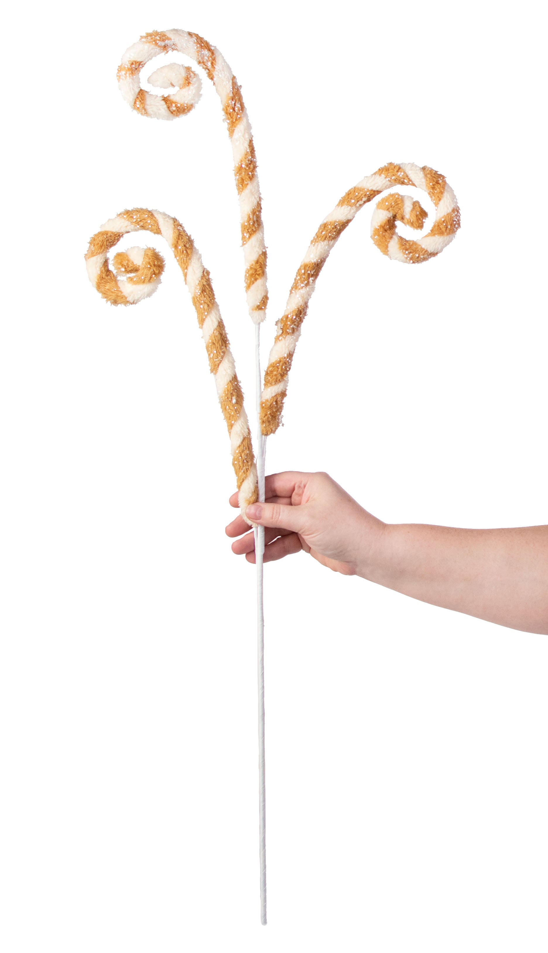 32" Faux Fur Spiral Curly Spray: Cream & Brown detail photo 3