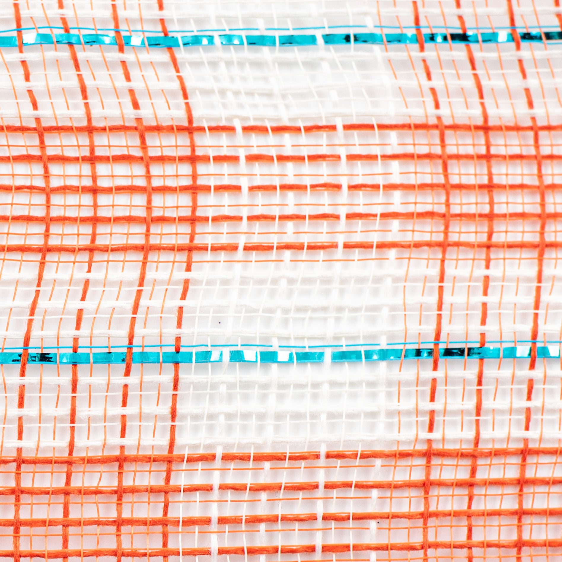 10" Faux Jute Check Foil Mesh: Cream, Orange, Turquoise detail photo 3