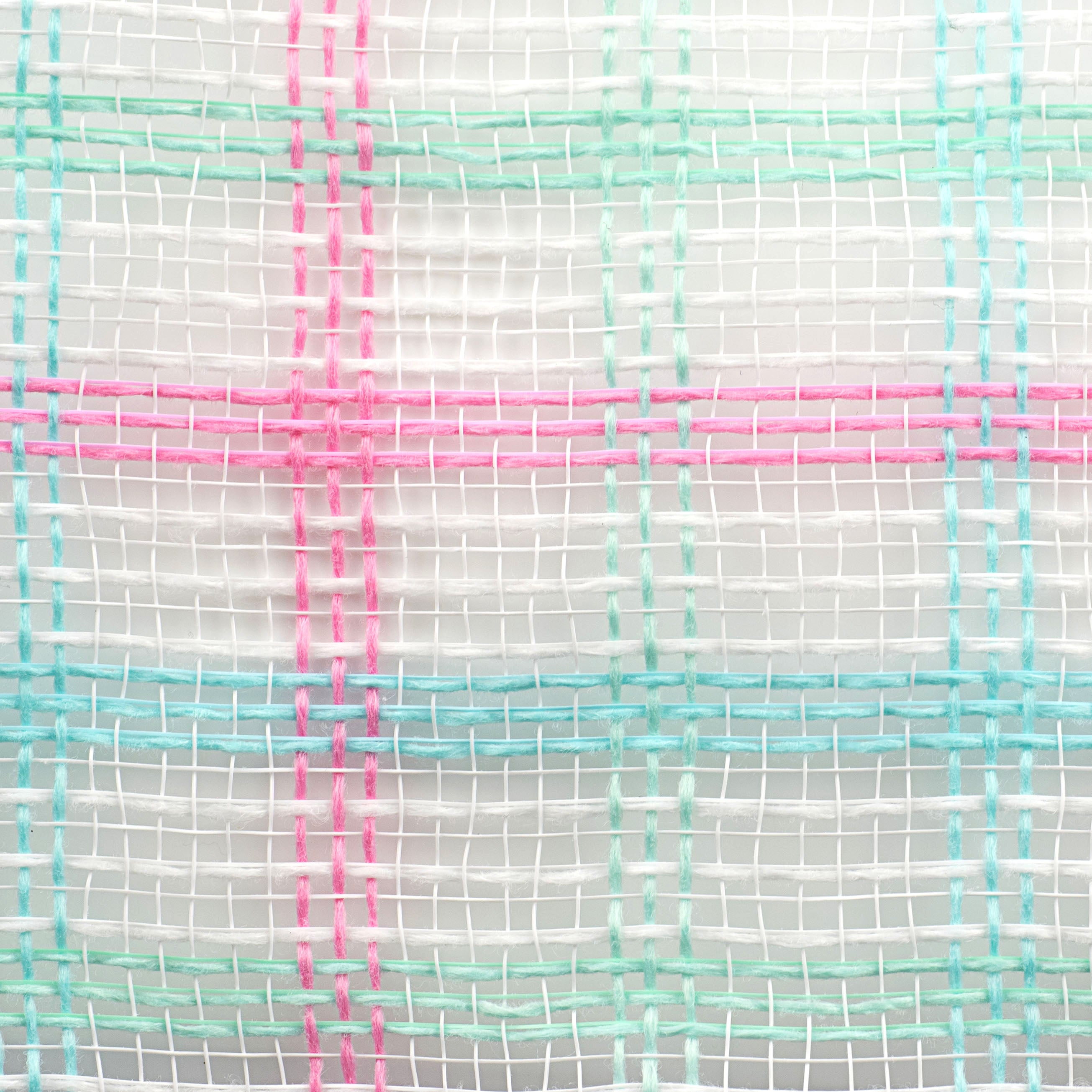 10" Faux Jute Check Mesh: Light Blue, Mint, Light Pink, White detail photo 3