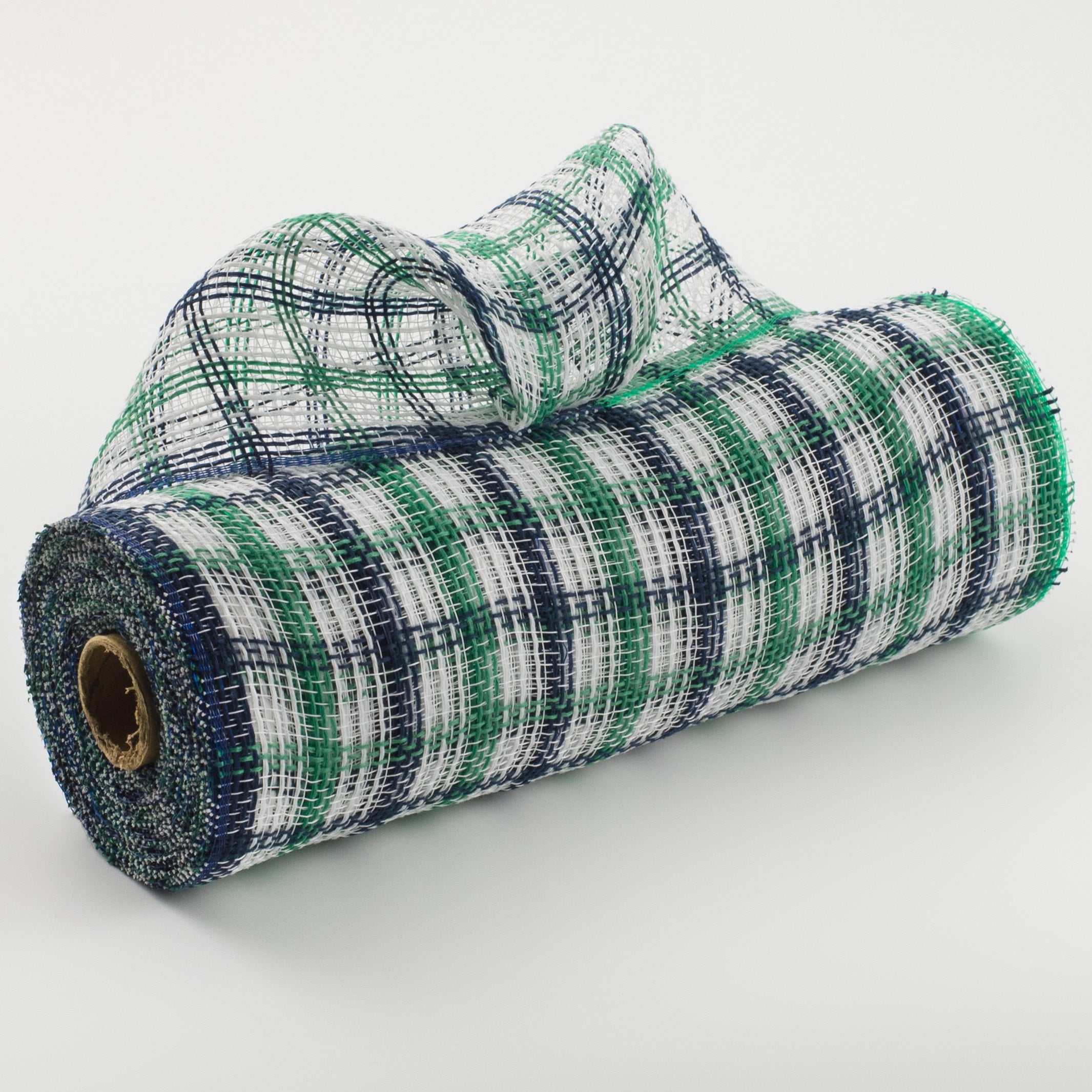 10" Faux Jute Check Mesh: White, Emerald, Navy Item Number: RY8339CC