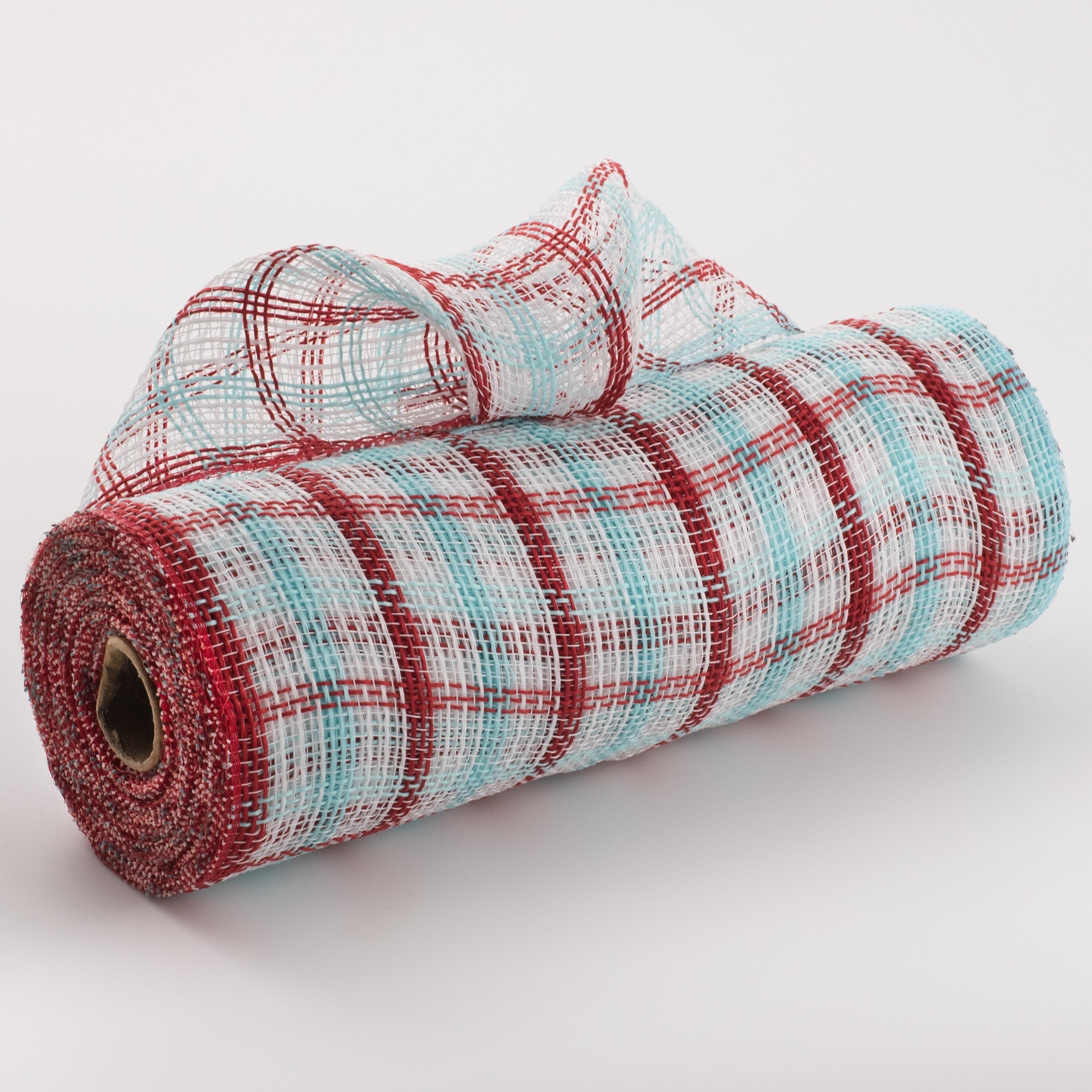 10" Faux Jute Check Mesh: White, Red, Ice Blue Item Number: RY8339R6