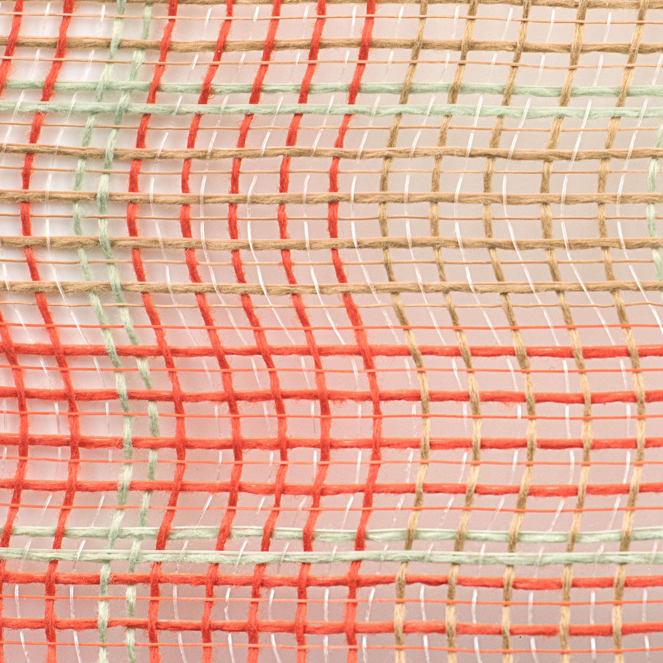 10" Faux Jute & Large Plaid Mesh: Orange, Natural, Sage detail photo 3