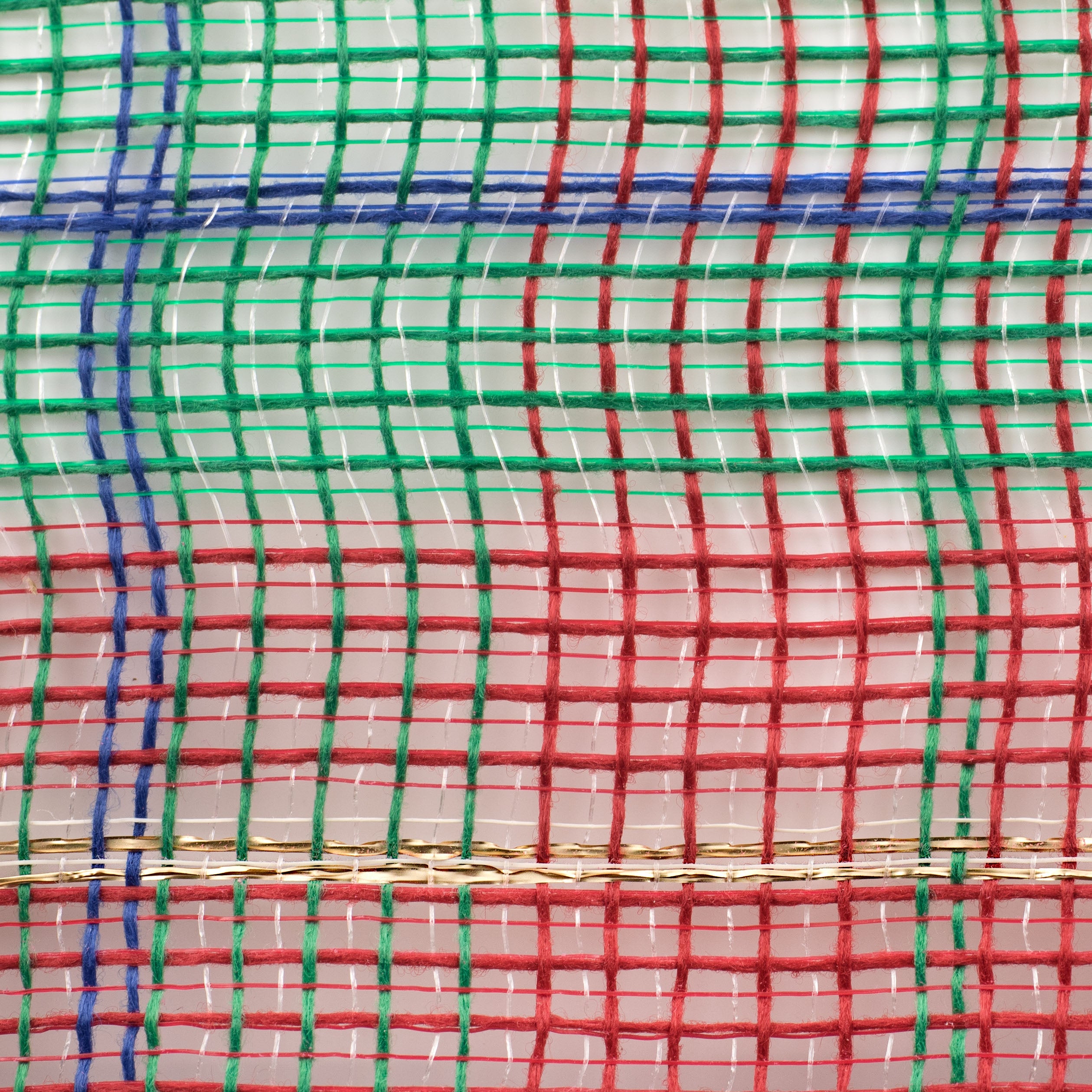 10" Faux Jute Large Plaid Mesh: Red, Emerald, Royal Blue, Gold detail photo 3