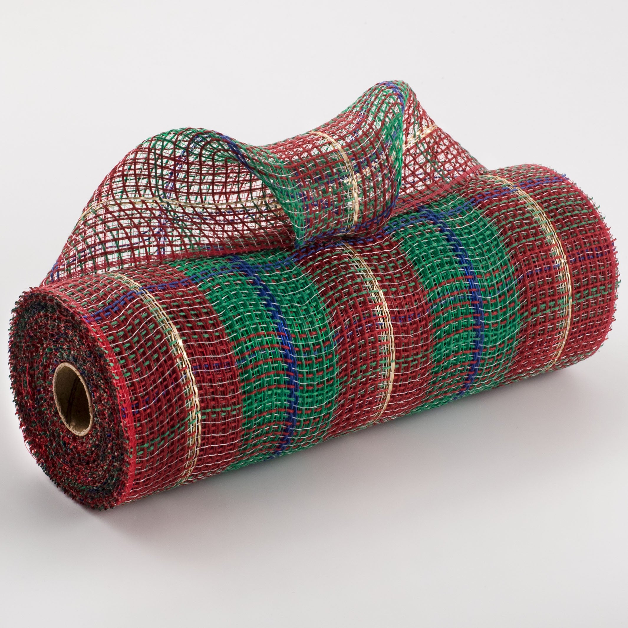 10" Faux Jute Large Plaid Mesh: Red, Emerald, Royal Blue, Gold Item Number: RY8335X7