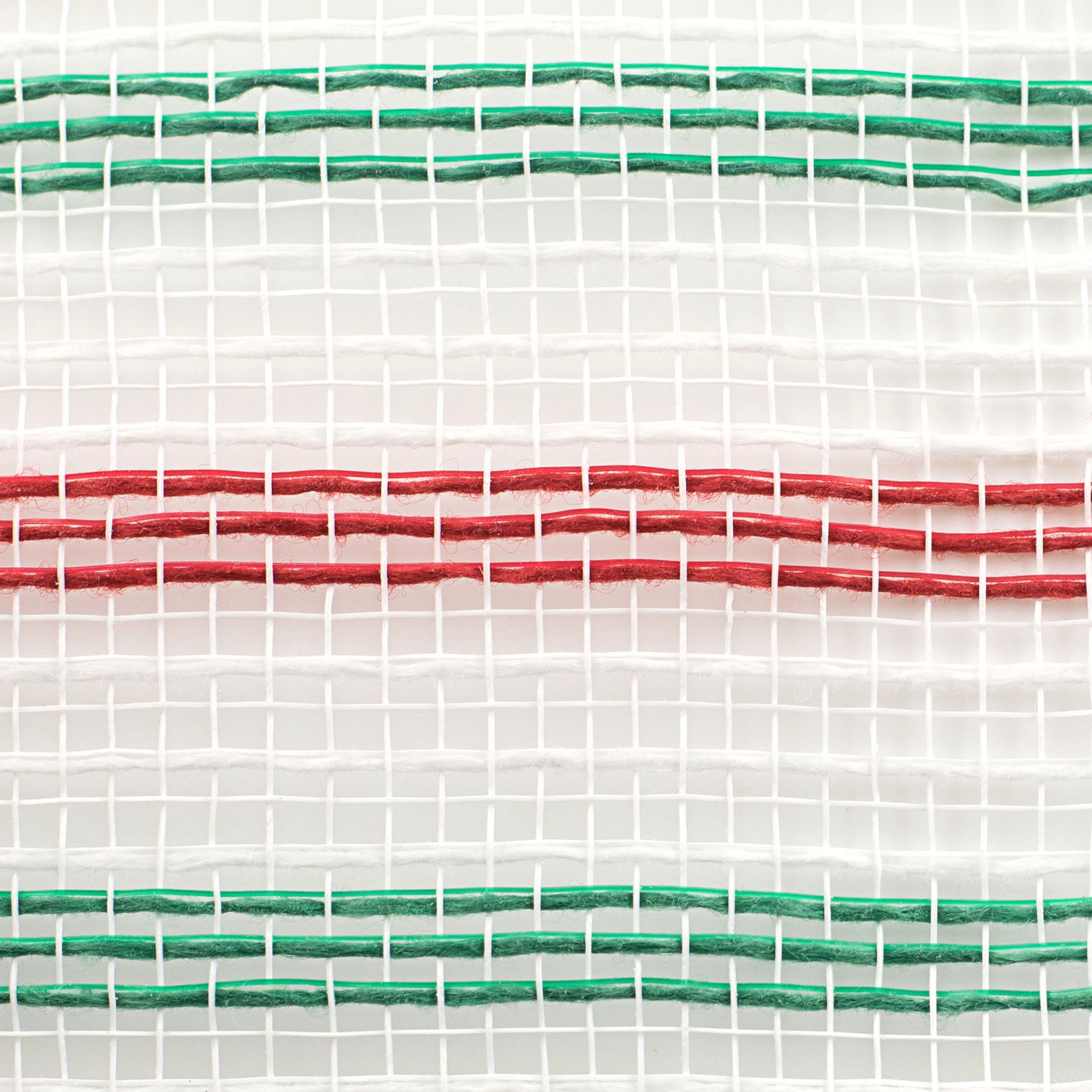 10" Faux Jute Stripe Mesh: White, Red, Emerald detail photo 3