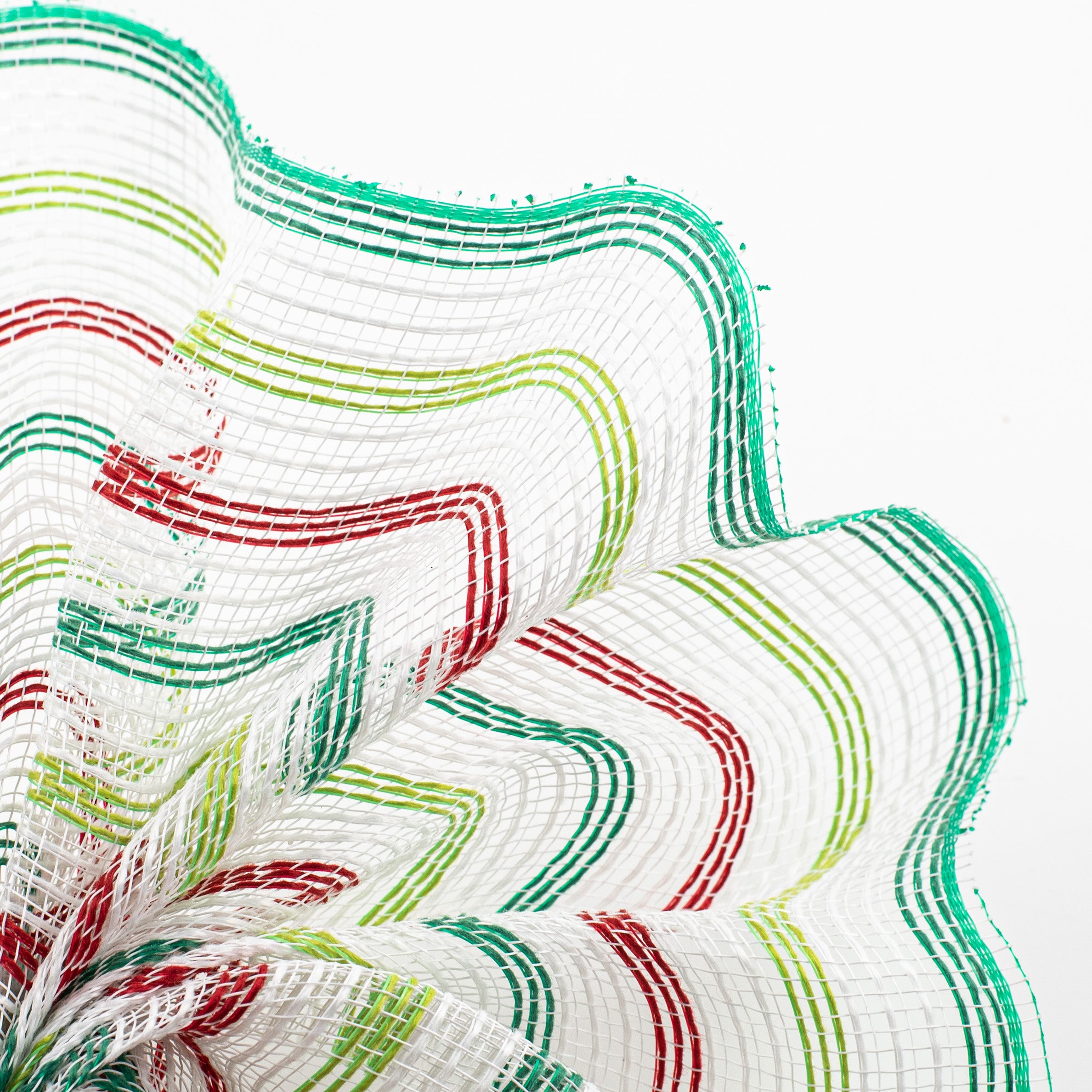 10" Faux Jute Stripe Mesh: White, Red, Emerald, Lime Lifestyle Photo