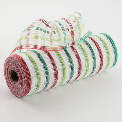10" Faux Jute Stripe Mesh: White, Red, Emerald, Lime Item Number: RY8338AC