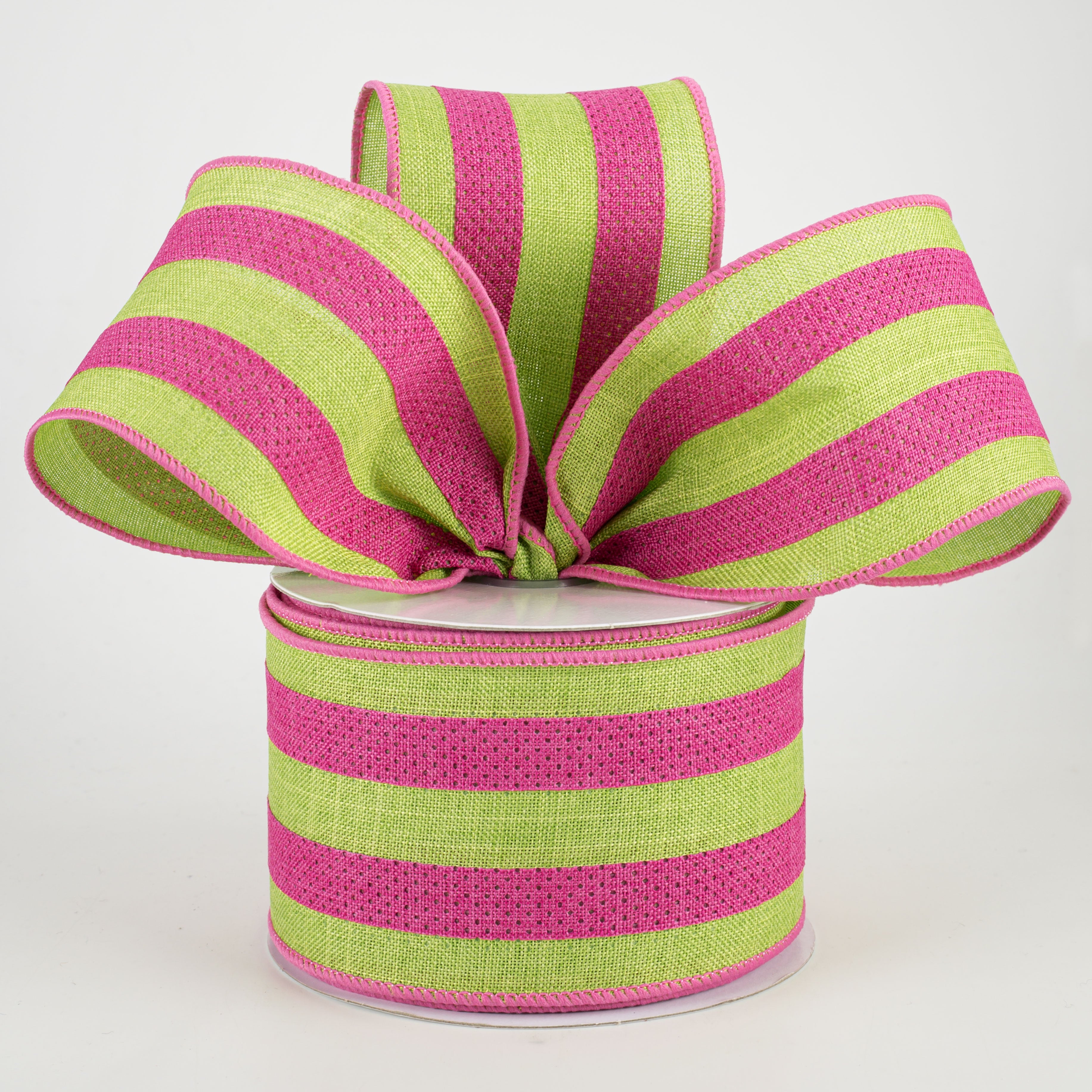 2.5" Faux Jute Double Stripes Ribbon: Hot Pink & Apple (10 Yards) Lifestyle Photo