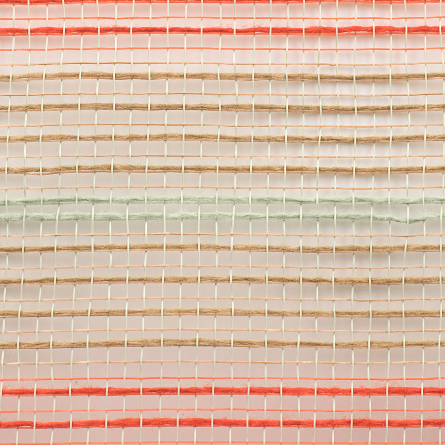 10" Faux Jute & Thick Stripe Mesh: Orange, Natural, Sage Green detail photo 3
