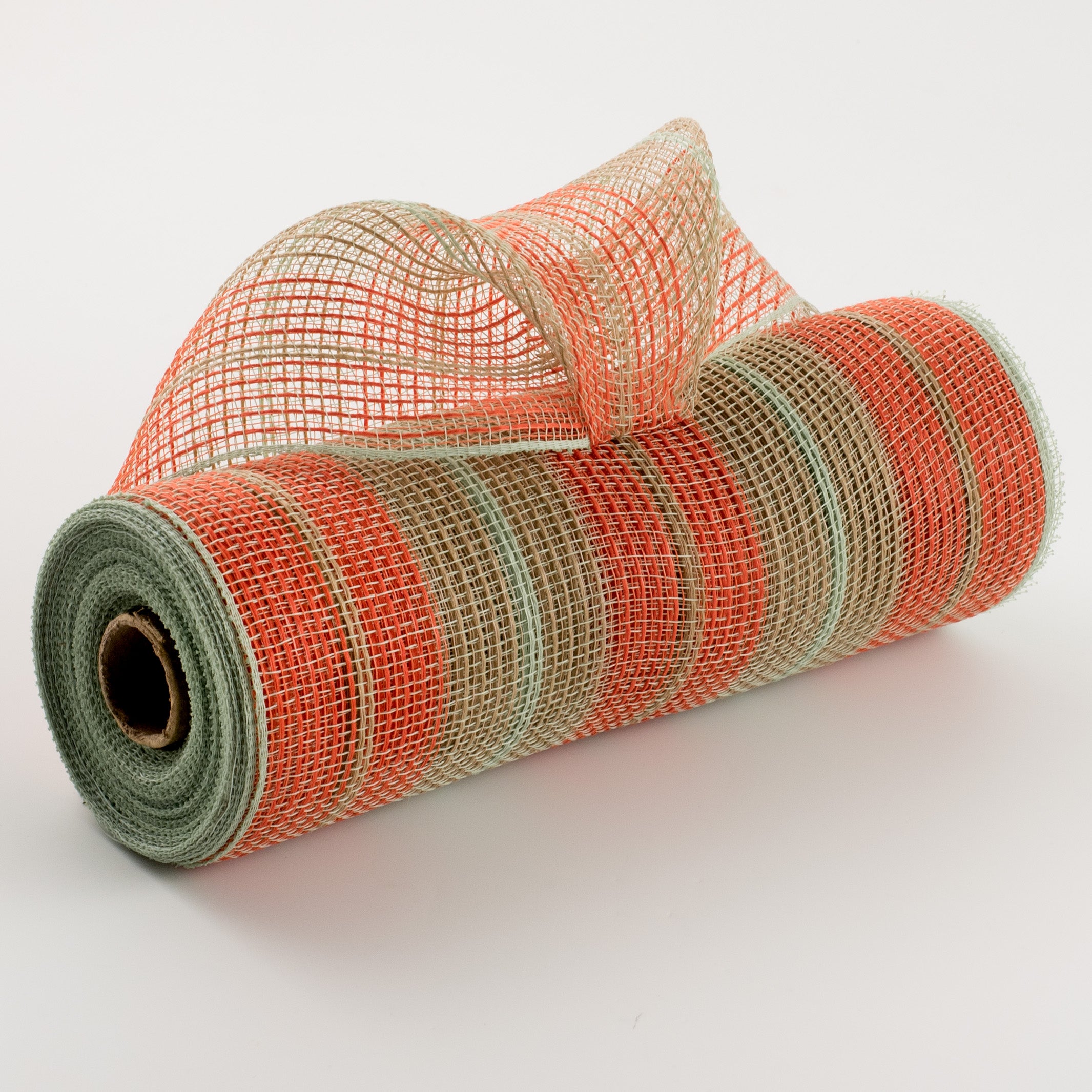 10" Faux Jute & Thick Stripe Mesh: Orange, Natural, Sage Green Item Number: RY8330X5