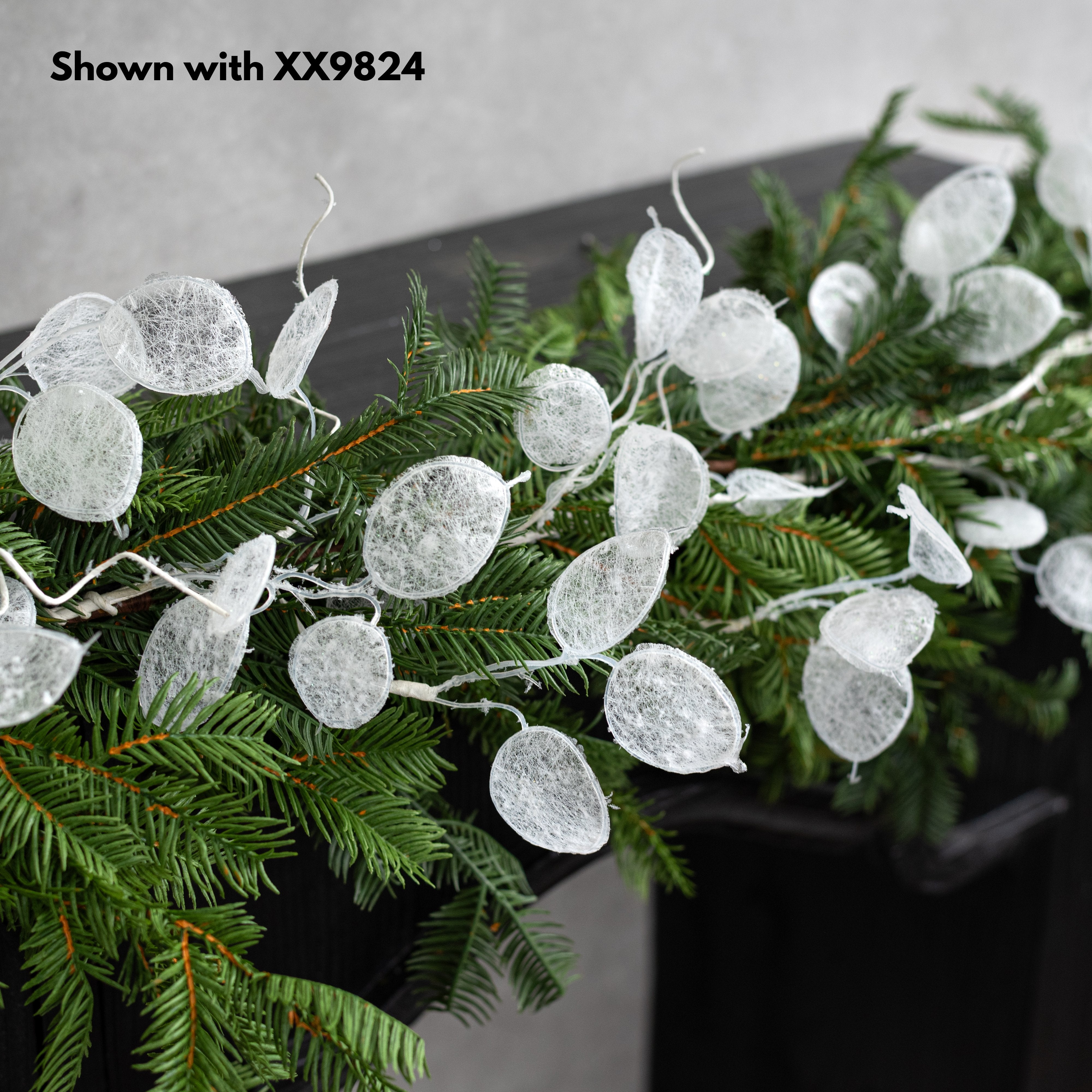 5' Faux Lunaria Silver Dollar Garland: White Lifestyle Photo