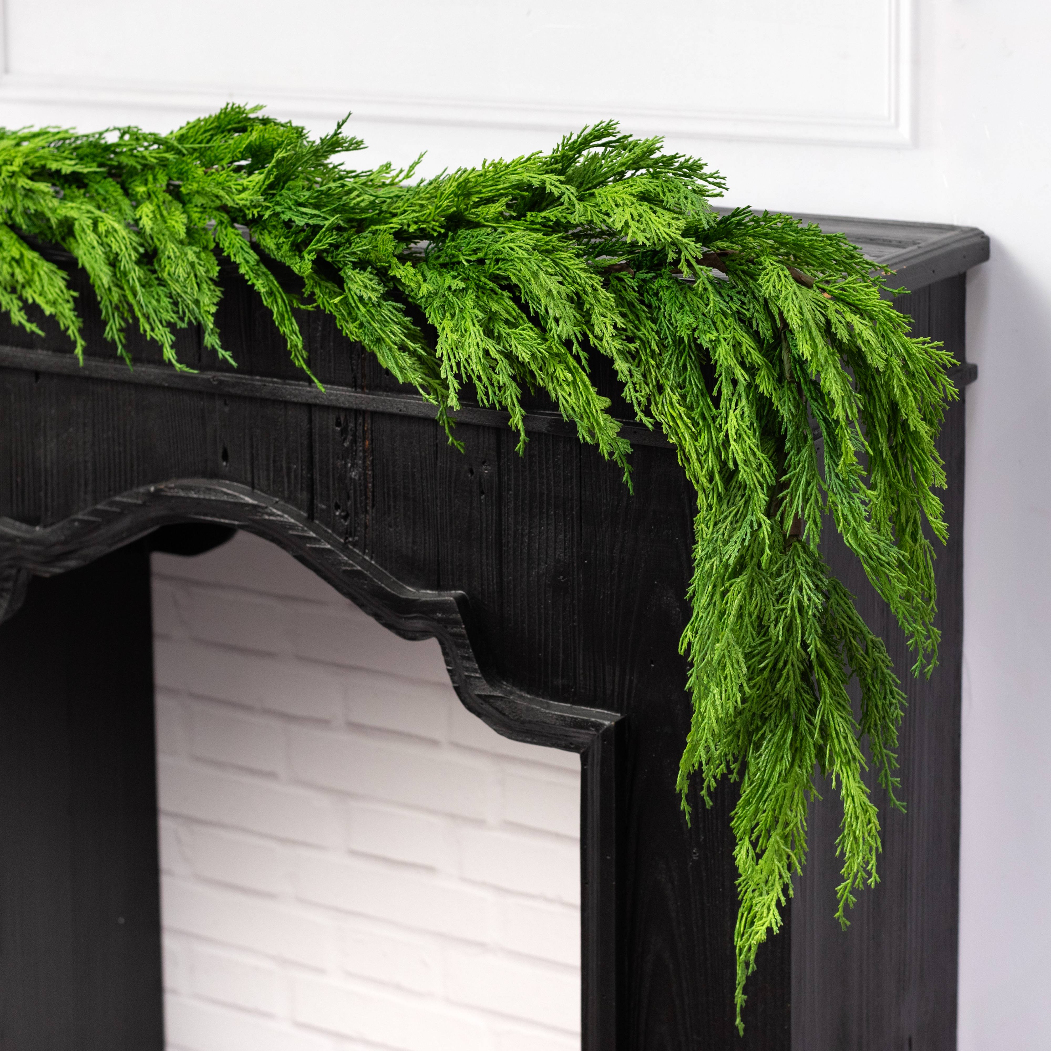 6' Faux White Cedar Garland Lifestyle Photo