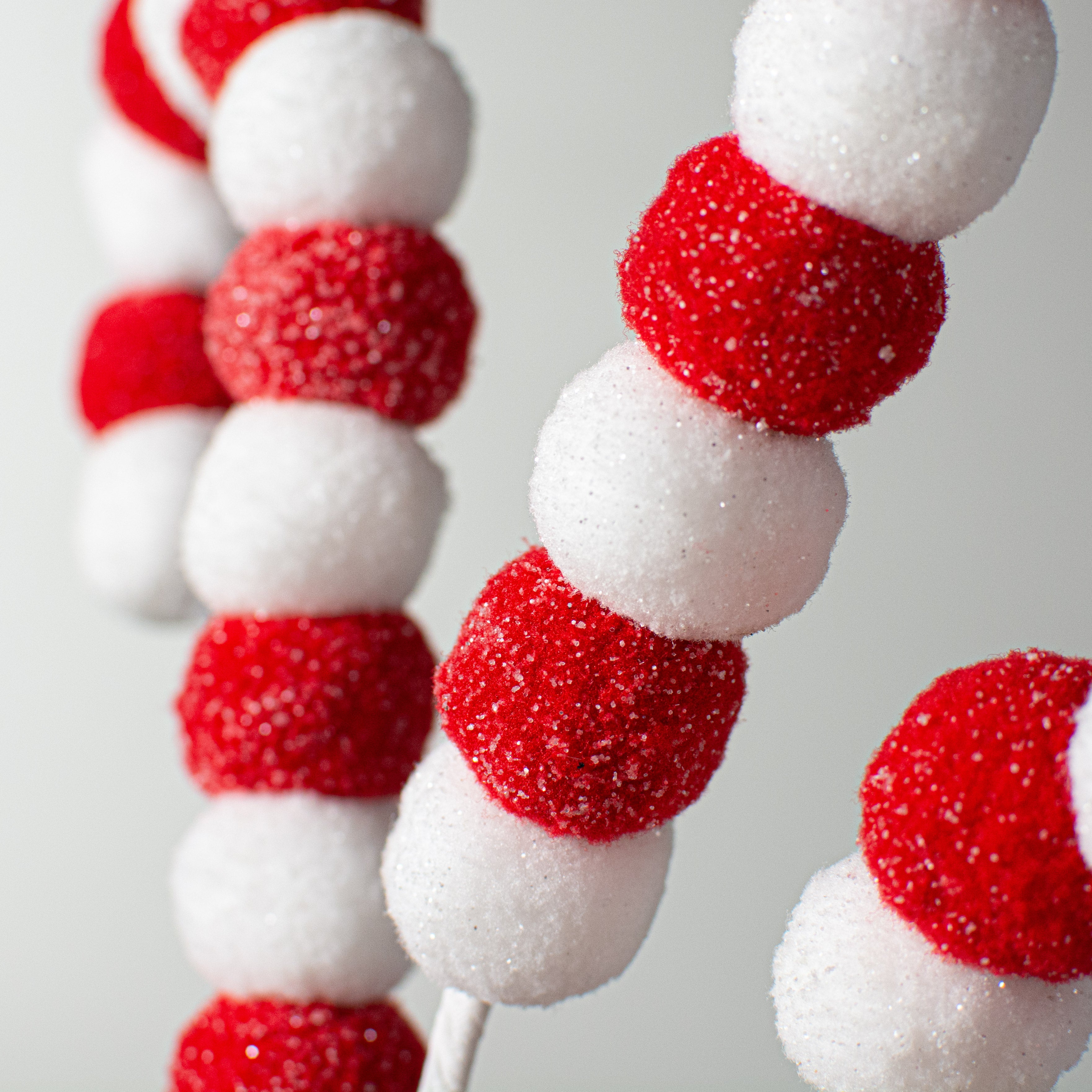 28" Felt Ball Curly Spray: Red & White Lifestyle Photo