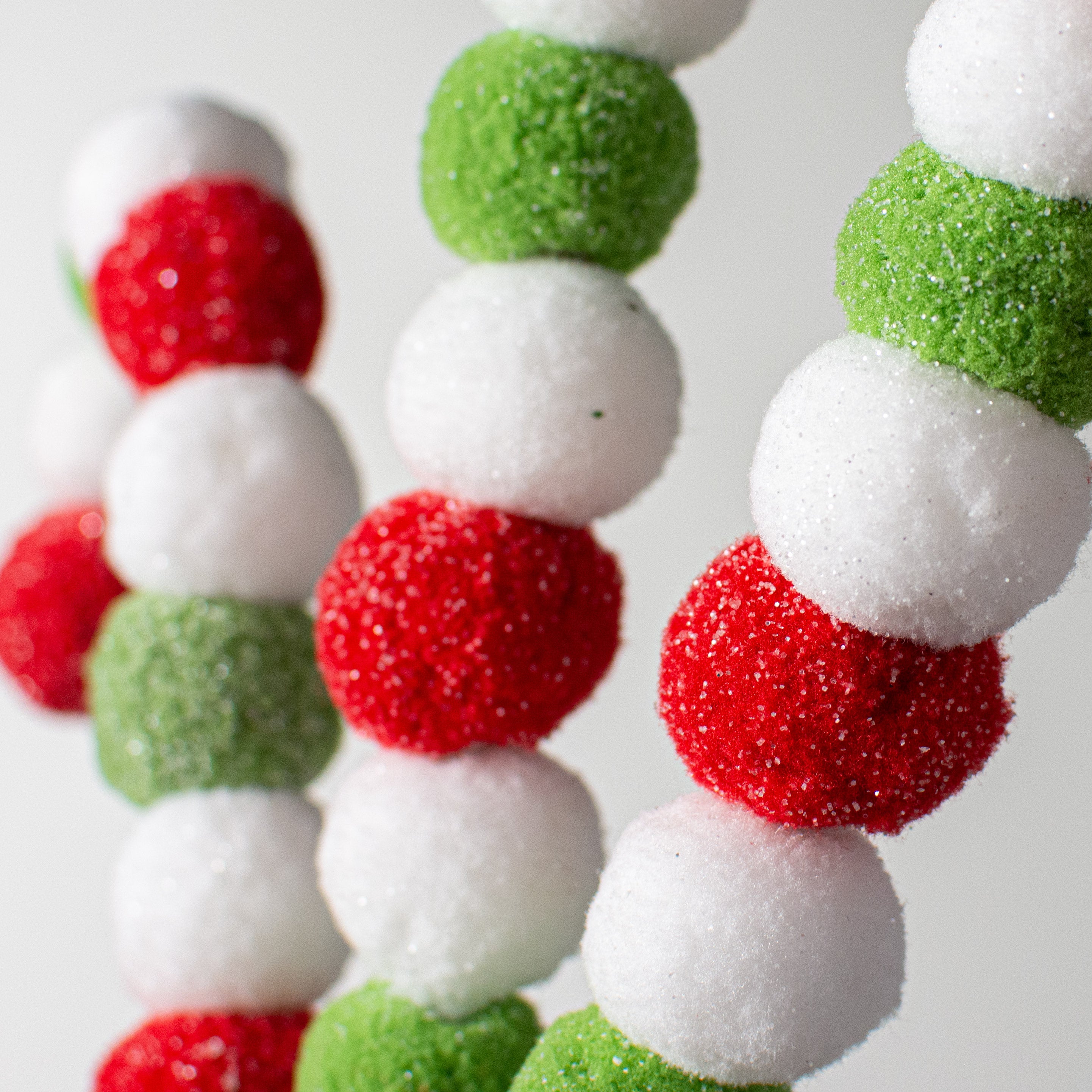 28" Felt Ball Curly Spray: Red, White, Green Lifestyle Photo