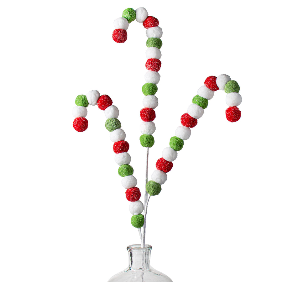 28" Felt Ball Curly Spray: Red, White, Green Item Number: 85469RDWTGN
