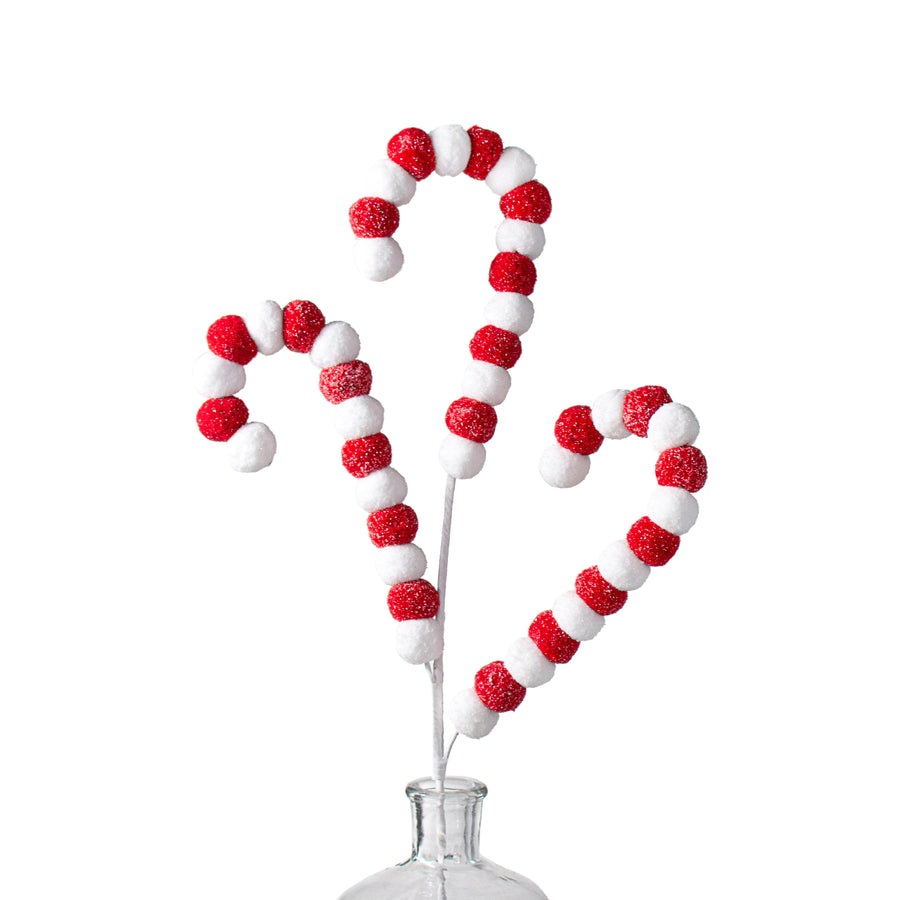 28" Felt Ball Curly Spray: Red & White Item Number: 85469RDWT