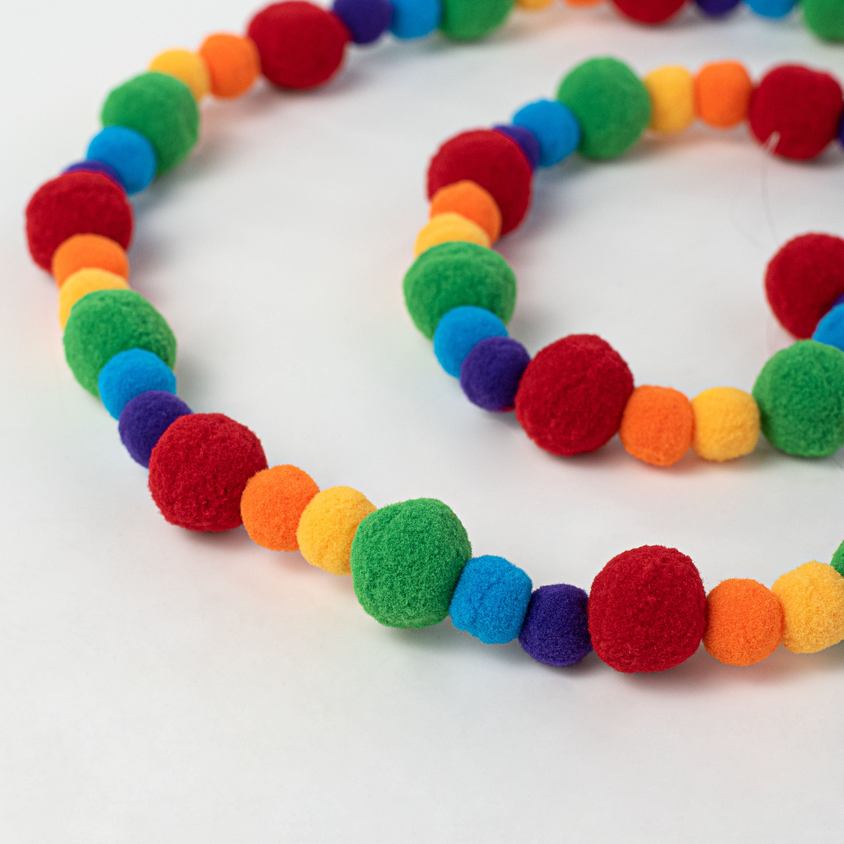 4' Felt Ball Garland: Rainbow detail photo 3