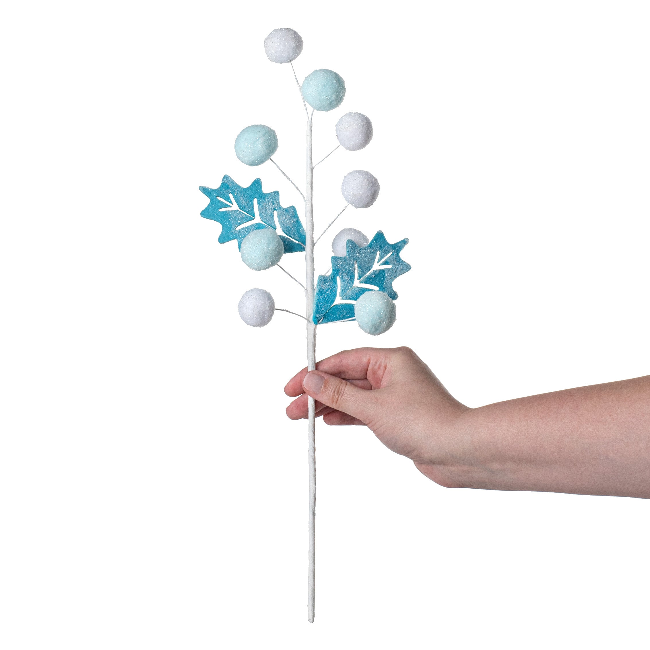 16" Felt Ball Leaves Pick: Blue & White detail photo 3