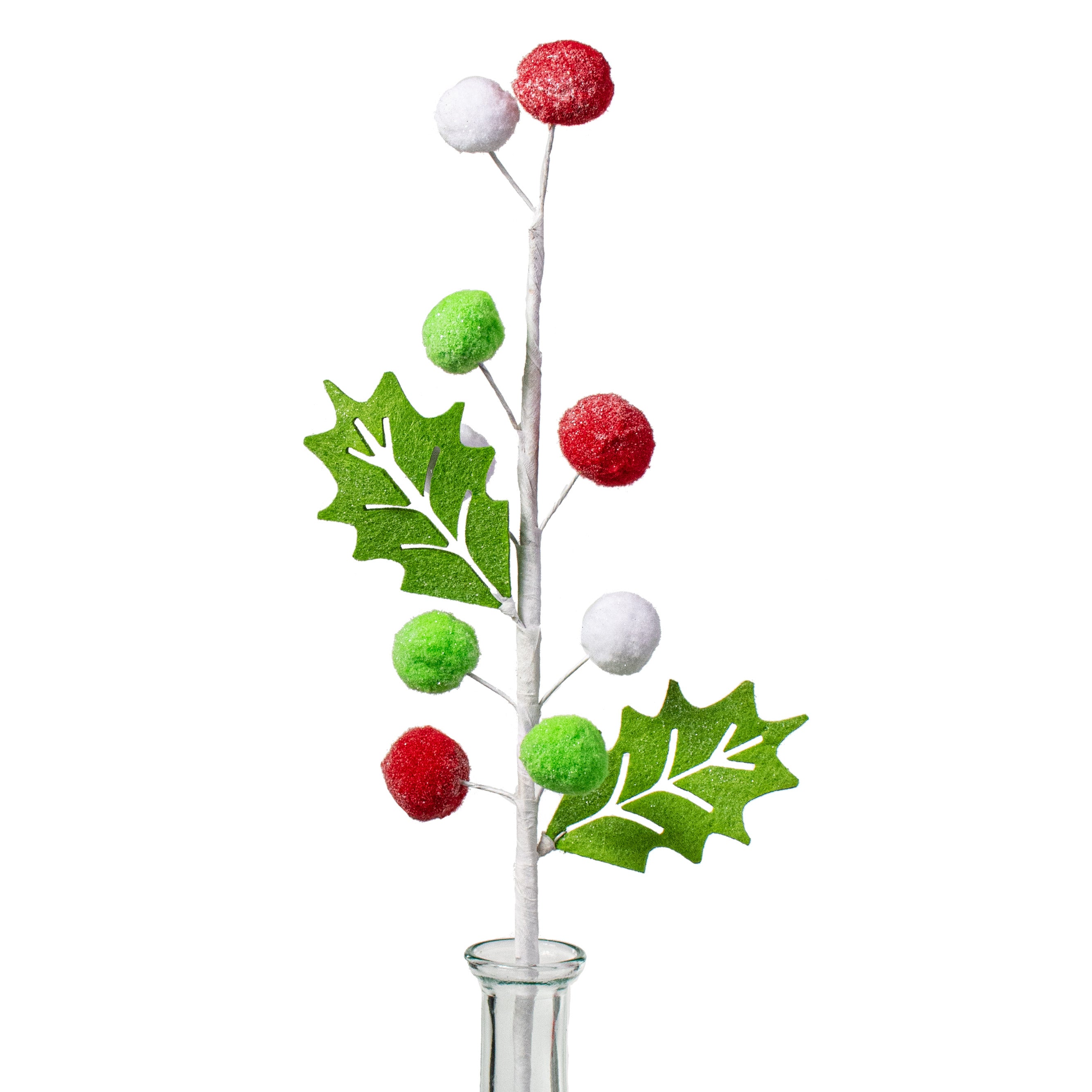 16" Felt Ball Leaves Pick: Red, White, Green Item Number: 85499RWG