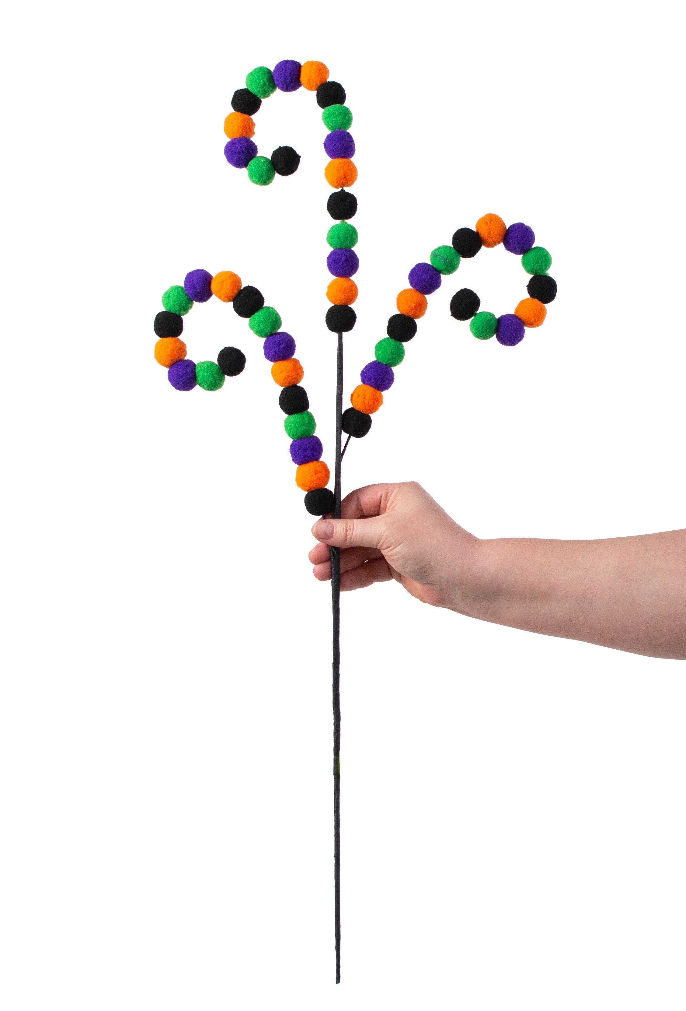26" Felt Ball Spiral Curly Spray: Purple, Green, Orange detail photo 3