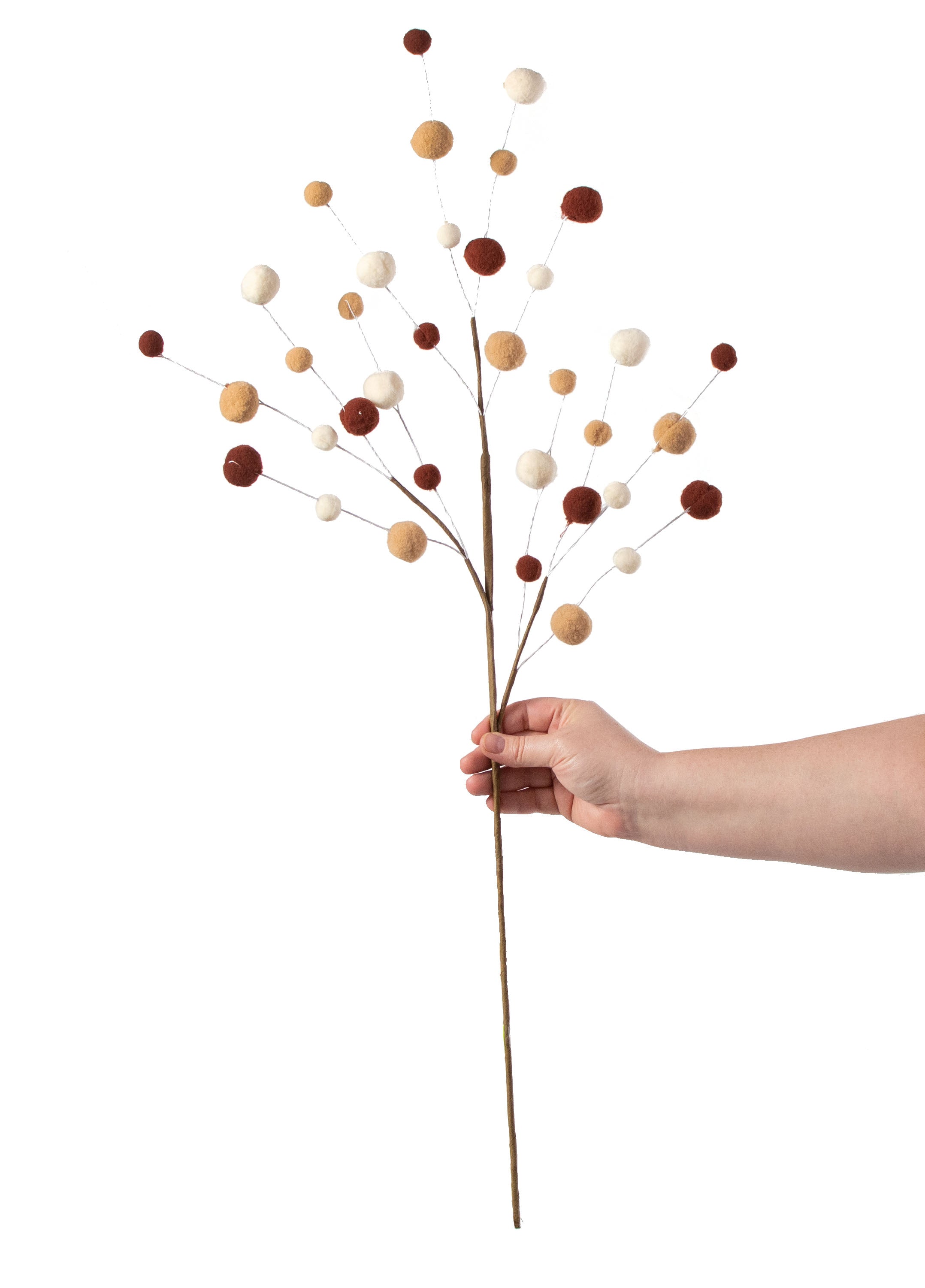 31" Felt Ball Spray: Cream & Brown detail photo 3