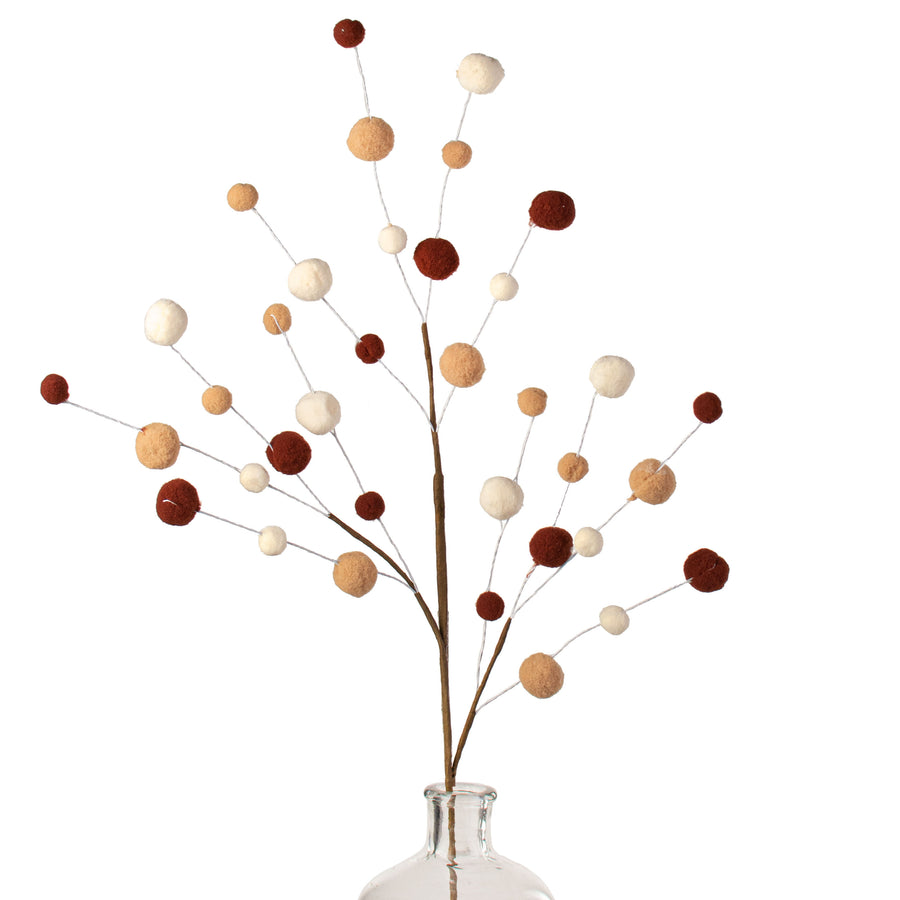 31" Felt Ball Spray: Cream & Brown Item Number: 85596CMBN