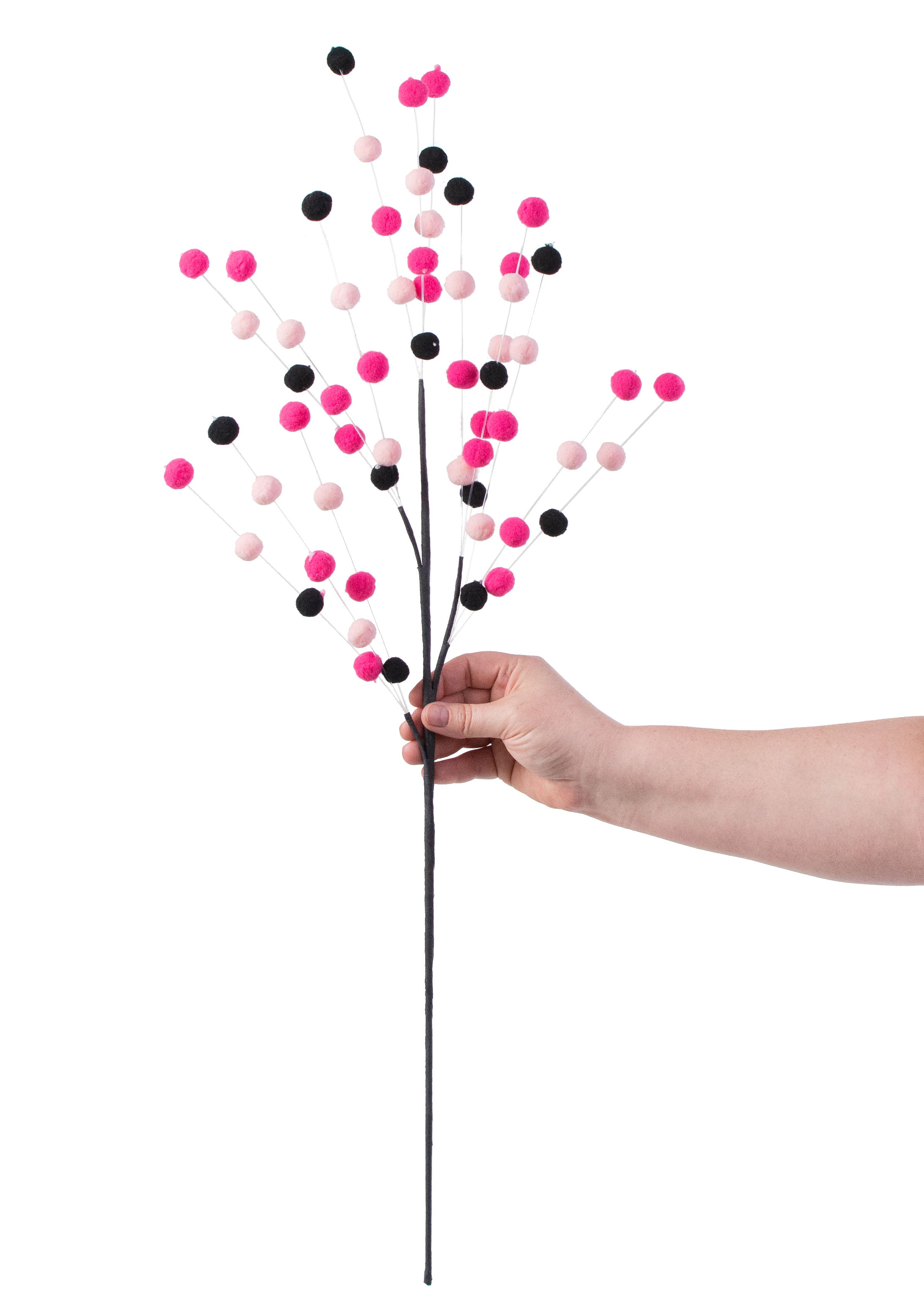 30" Felt Ball Spray: Fuchsia, Pink, Black detail photo 3