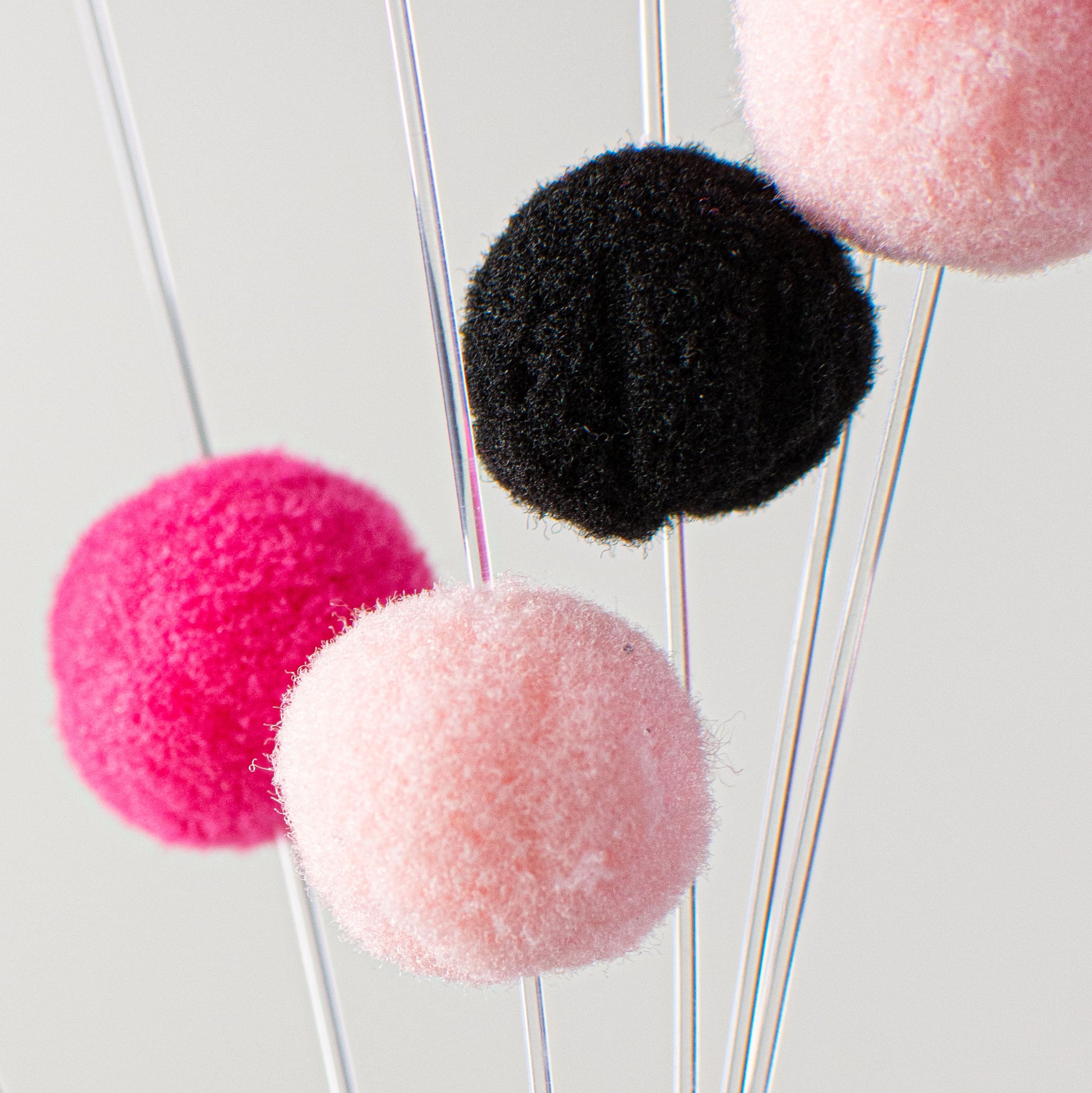 30" Felt Ball Spray: Fuchsia, Pink, Black detail photo 4