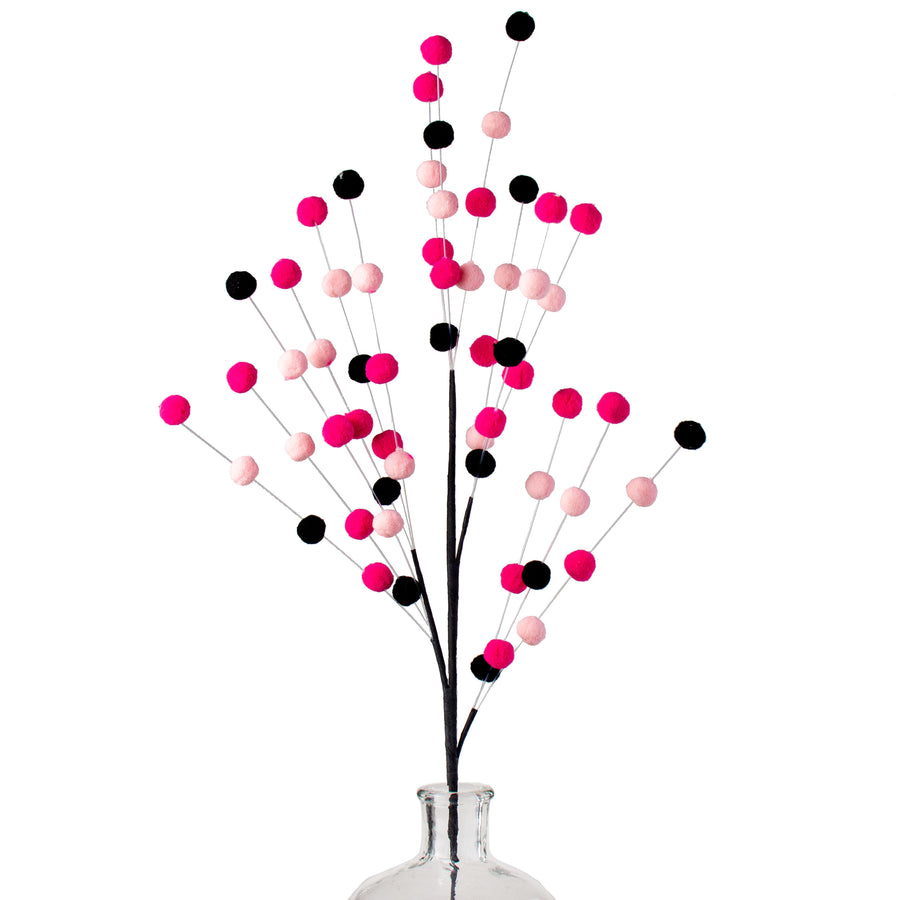 30" Felt Ball Spray: Fuchsia, Pink, Black Item Number: 56895BTPKBK