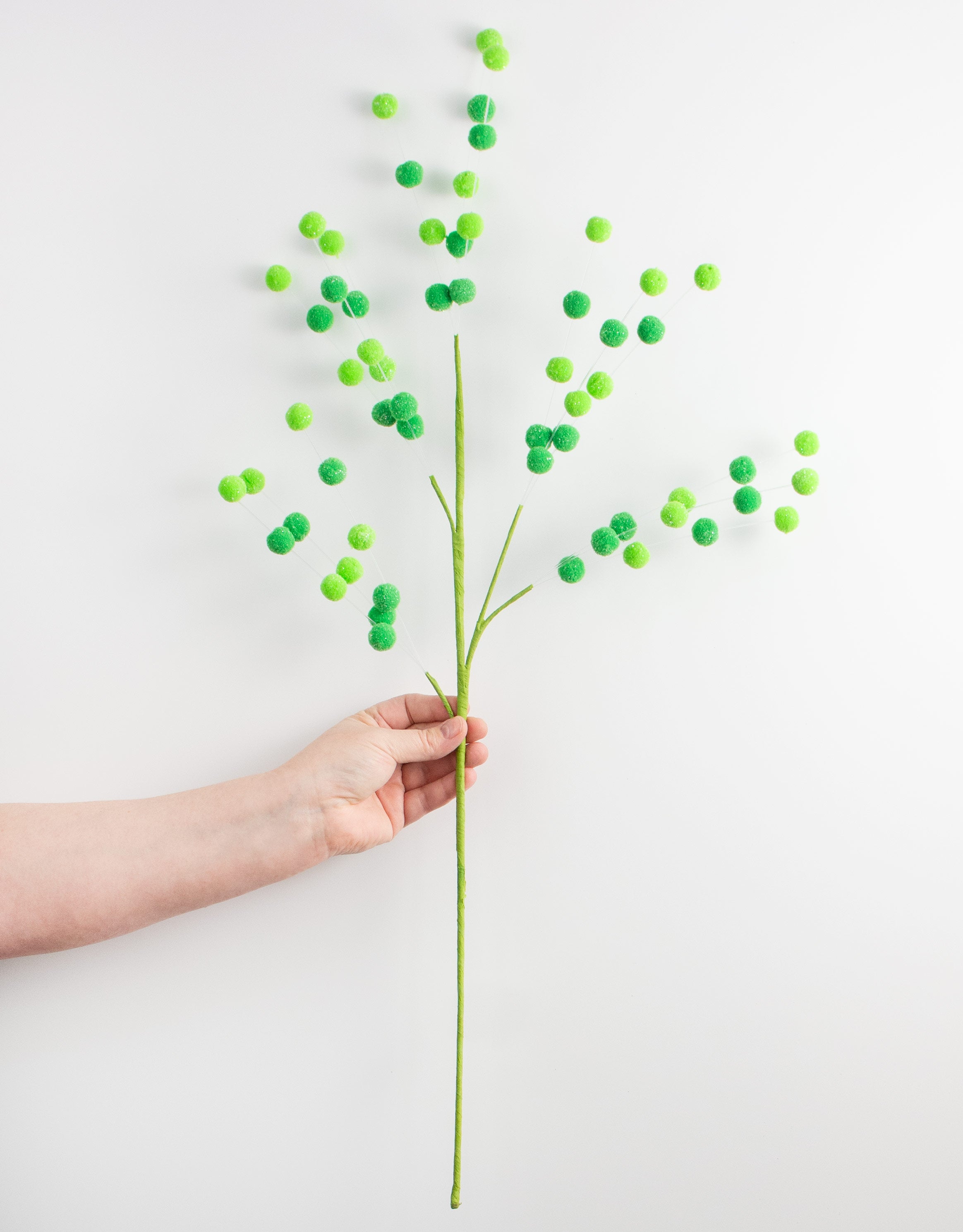 30" Felt Ball Spray: Green detail photo 3